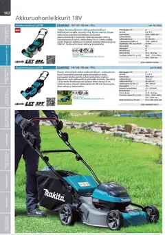 Makita-mainoslehti voimassa 24.03.2026 alkaen | Sivu: 102 | Tuotteet: Ruohonleikkuri