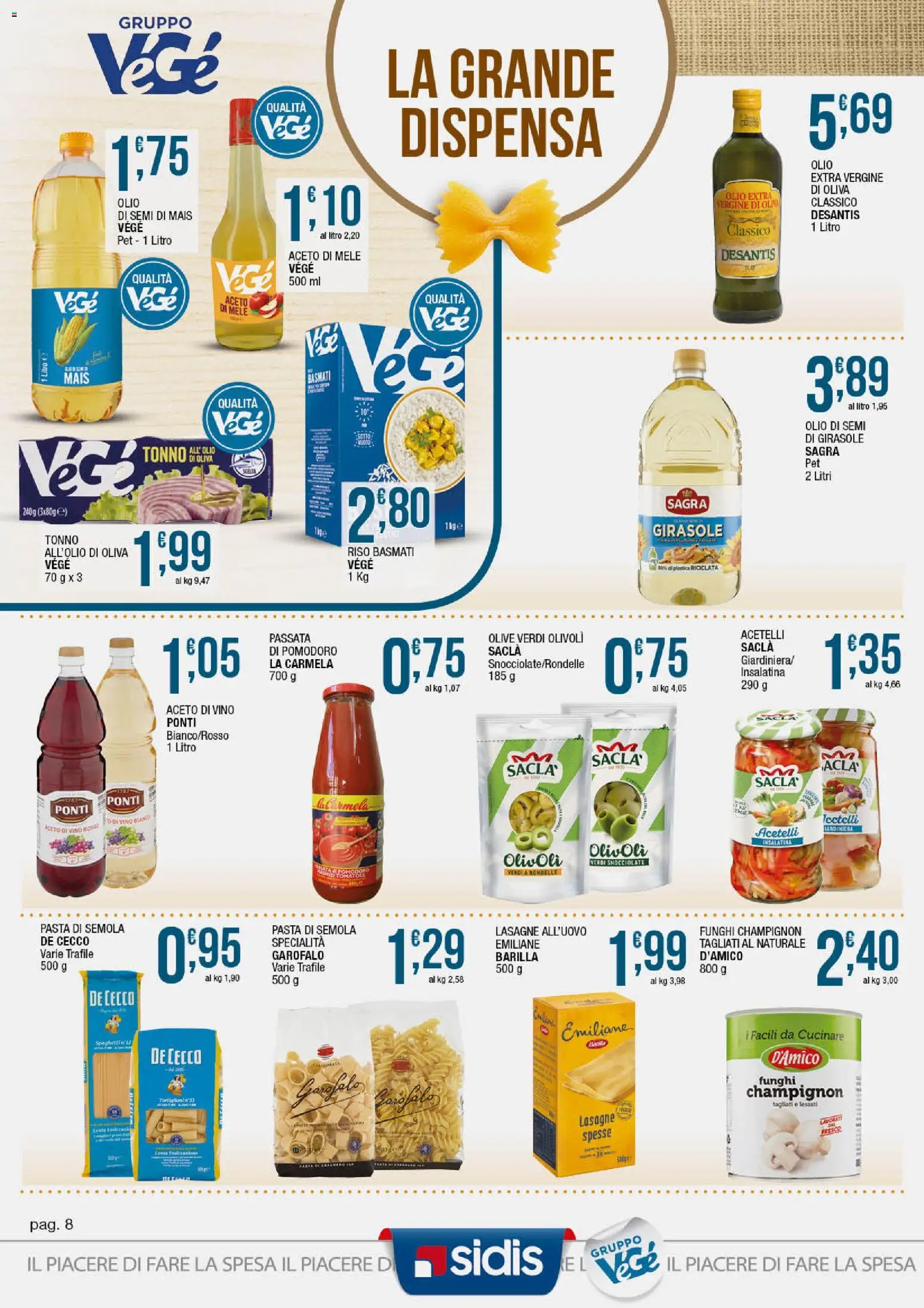 Volantino Sidis del 23.03.2026 | Pagina: 8 | Prodotti: Riso Basmati, Riso, Aceto di mele, Mais