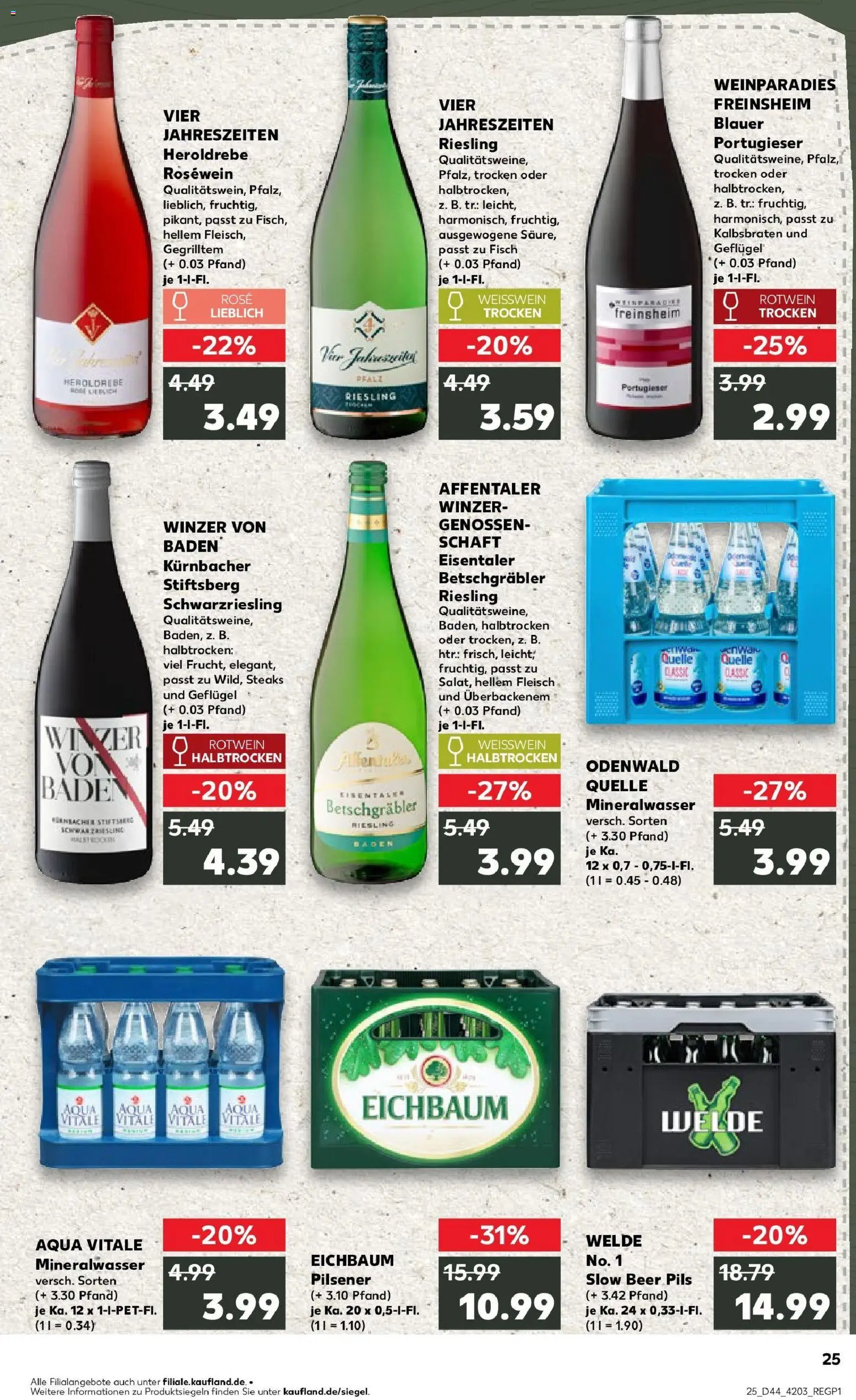 Kaufland prospekt Edingen-Neckarhausen	 – gültig ab 30.10.2025 | Seite: 25 | Produkte: Weißwein, Weißwein halbtrocken, Pils, Mineralwasser