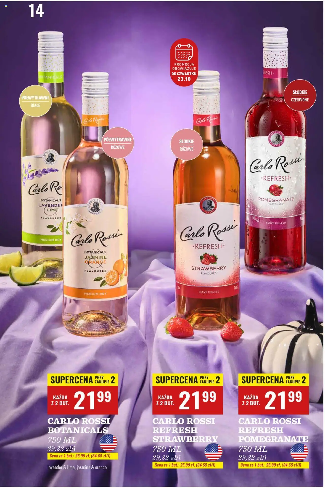 Biedronka gazetka - Czas na toast od 20.10.2025 | Strona: 14 | Produkty: Carlo Rossi