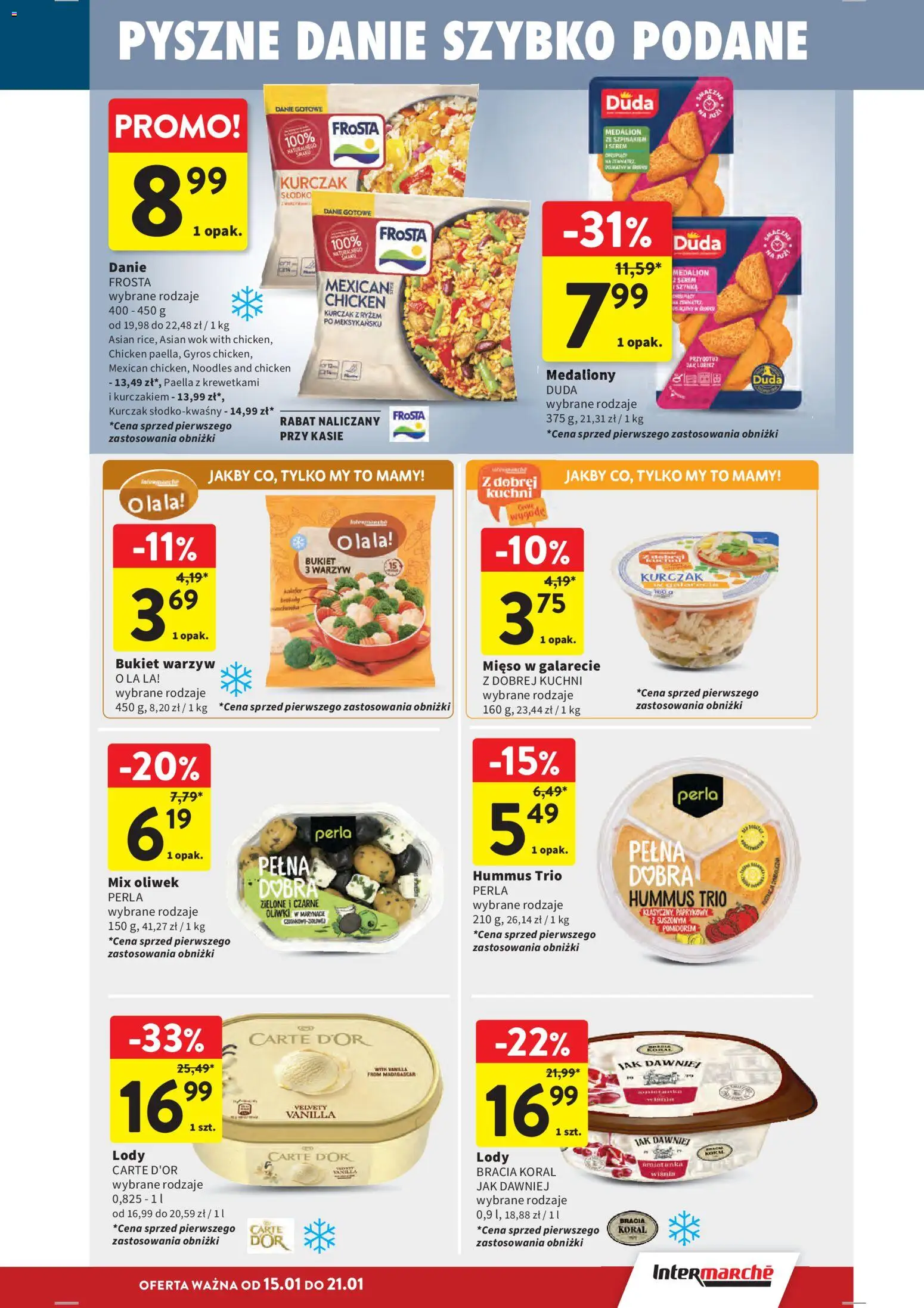 Intermarche Gazetka od 15.01.2026 | Strona: 27 | Produkty: Kurczak, Hummus, Paella, Lody