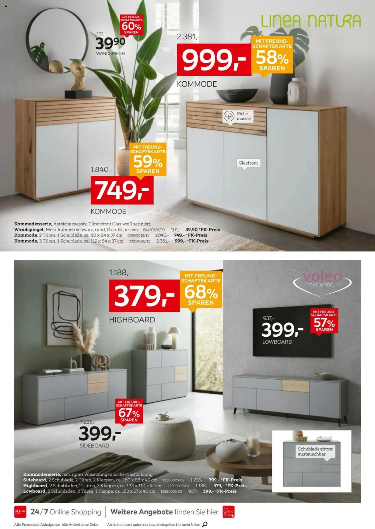 XXXLutz Aufbewahrung & Deko – gültig ab 29.03.2026 | Seite: 6 | Produkte: Sideboard, HIghboard, Kommode, Wandspiegel