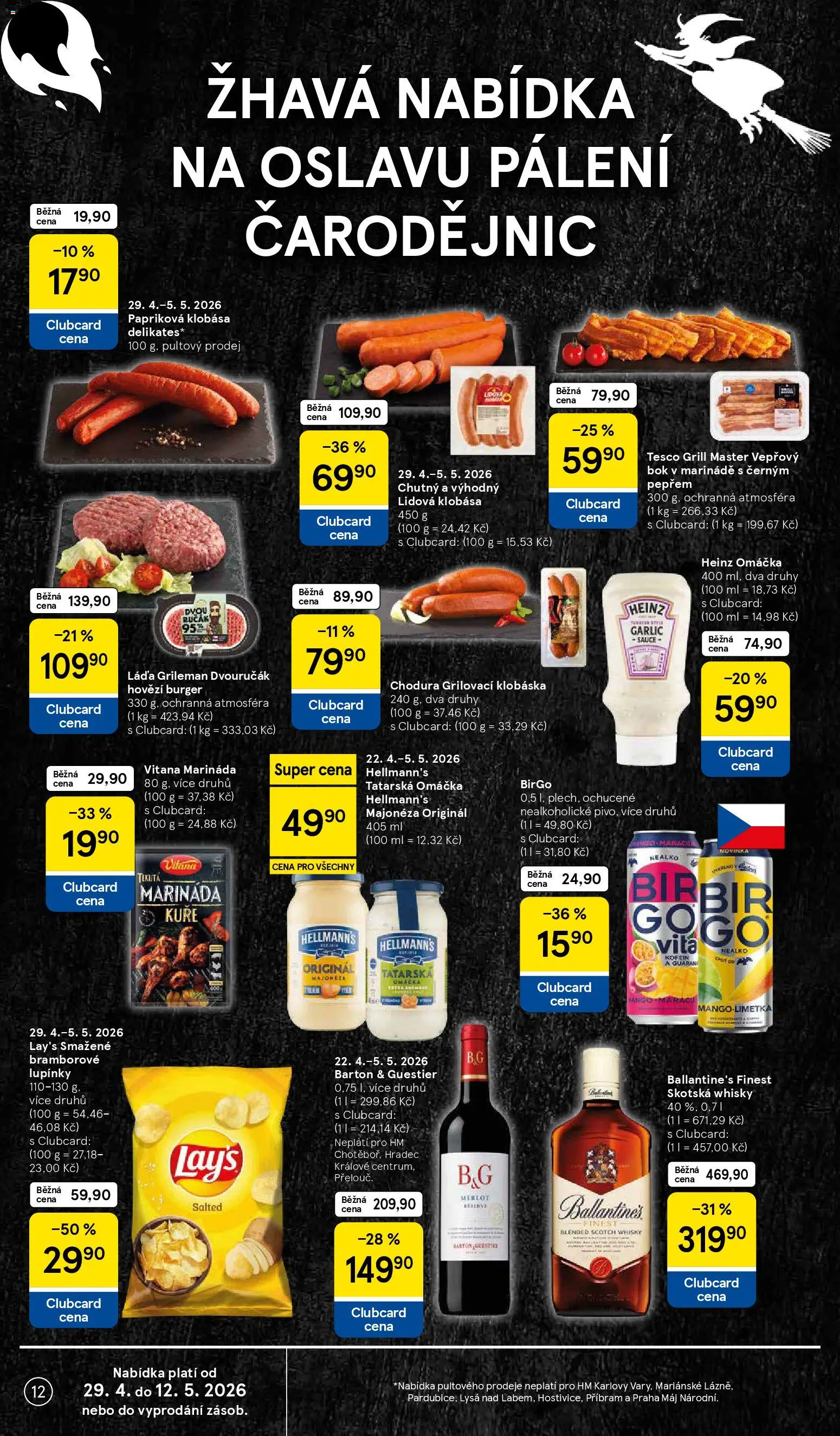Tesco leták - Hypermarket od 29.04.2026 | Strana: 12 | Produkty: Hovězí, Klobása, Majonéza, Marináda