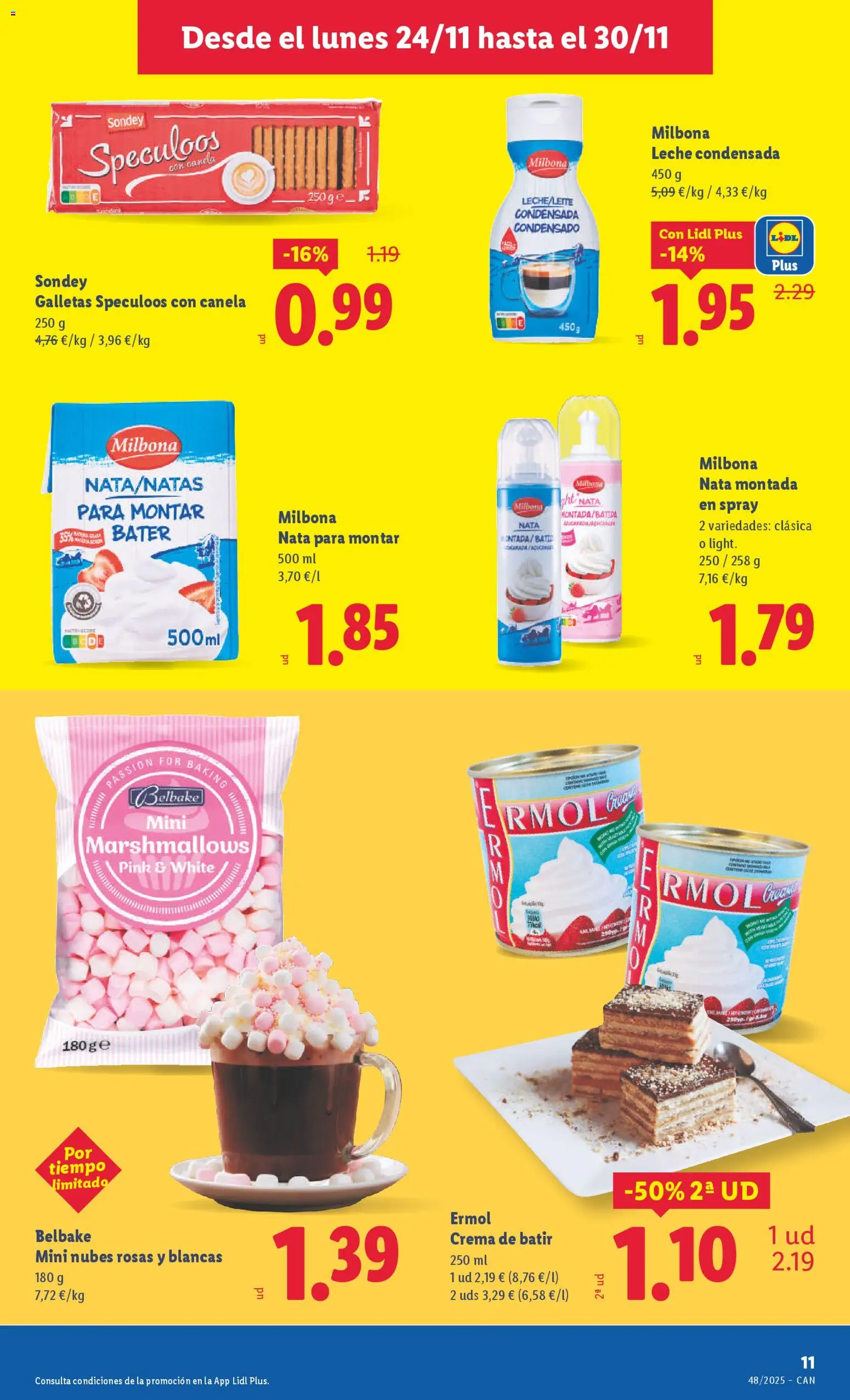 Lidl - Canarias  │ válido desde el 24.11.2025 | Página: 13 | Productos: Leche, Φαρίνα, Crema, Galletas