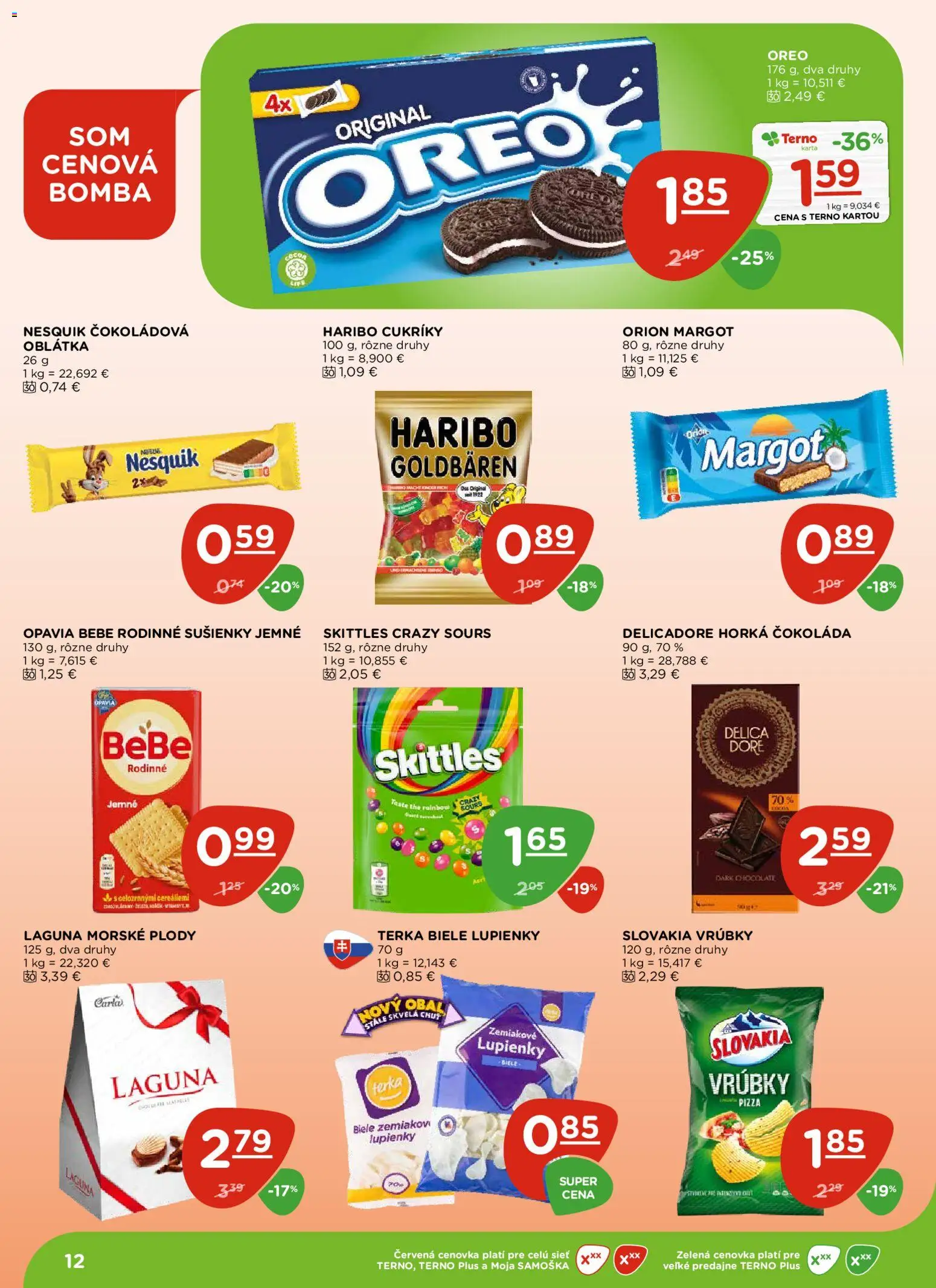 Nové Terno akcie – leták je platný od 30.10.2025 | Strana: 12 | Produkty: Pizza, Čokoláda, Cukríky, Nesquik
