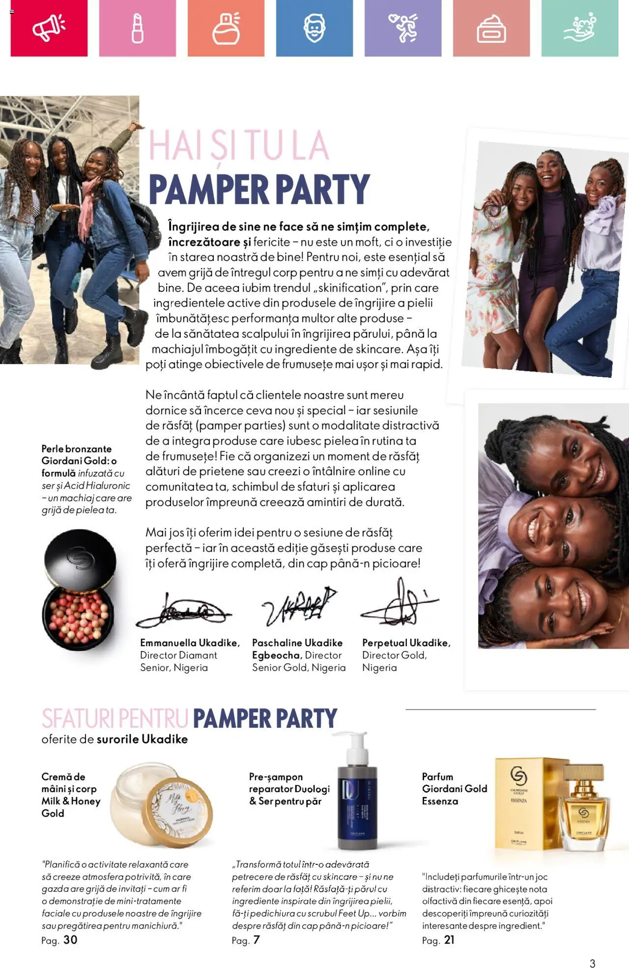 Oriflame catalog 11 2025 – valabil de la 27.07.2025 | Pagină: 3 | Produse: Perle bronzante, Akrilik boya, Machiaj, Cremă
