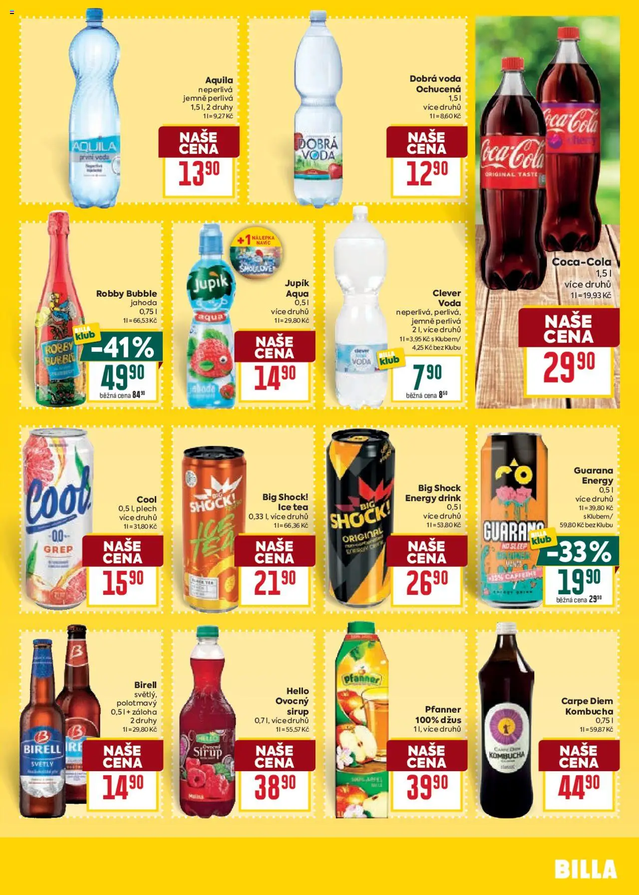 Billa Velký leták od 08.10.2025 | Strana: 33 | Produkty: Birell, Dobrá voda neperlivá, Ice tea, Clever