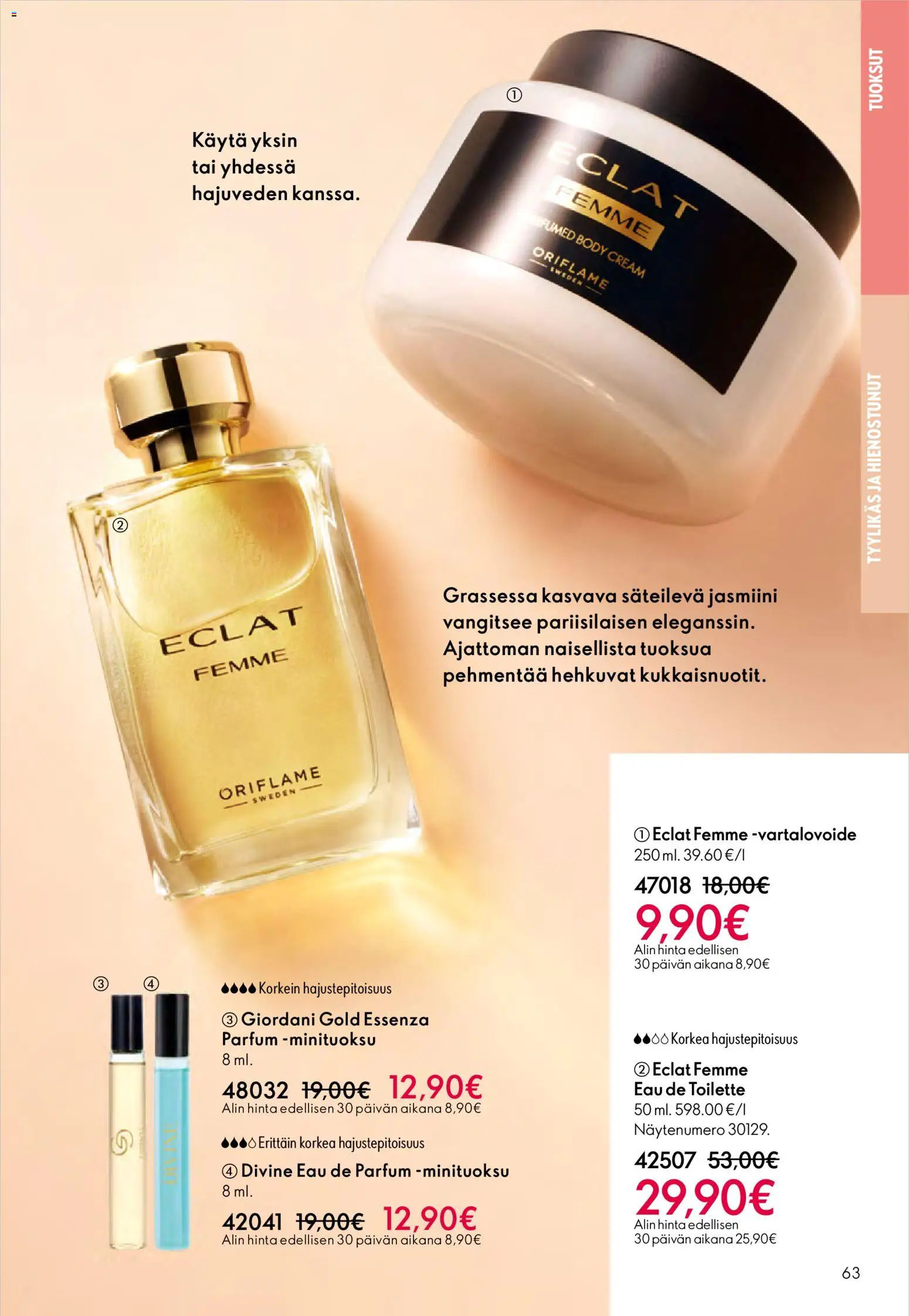 Oriflame - Esite 01 – voimassa 31.12.2025 alkaen | Sivu: 63 | Tuotteet: Eau de toilette, Vartalovoide