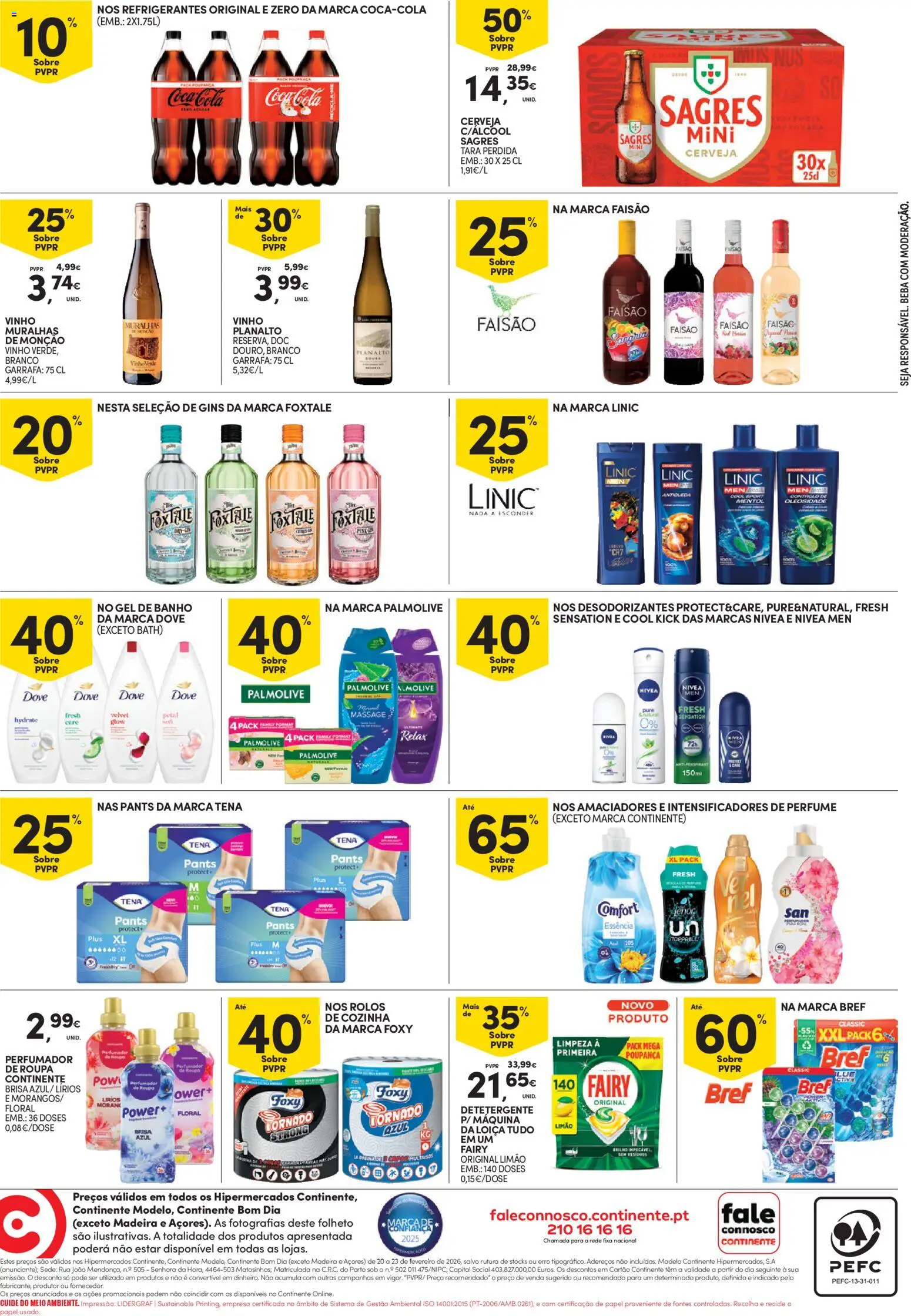 Continente - Fim de Semana │ válido de 20.02.2026 | Página: 4 | Produtos: Banho, Vinho, Coca-cola, Gin