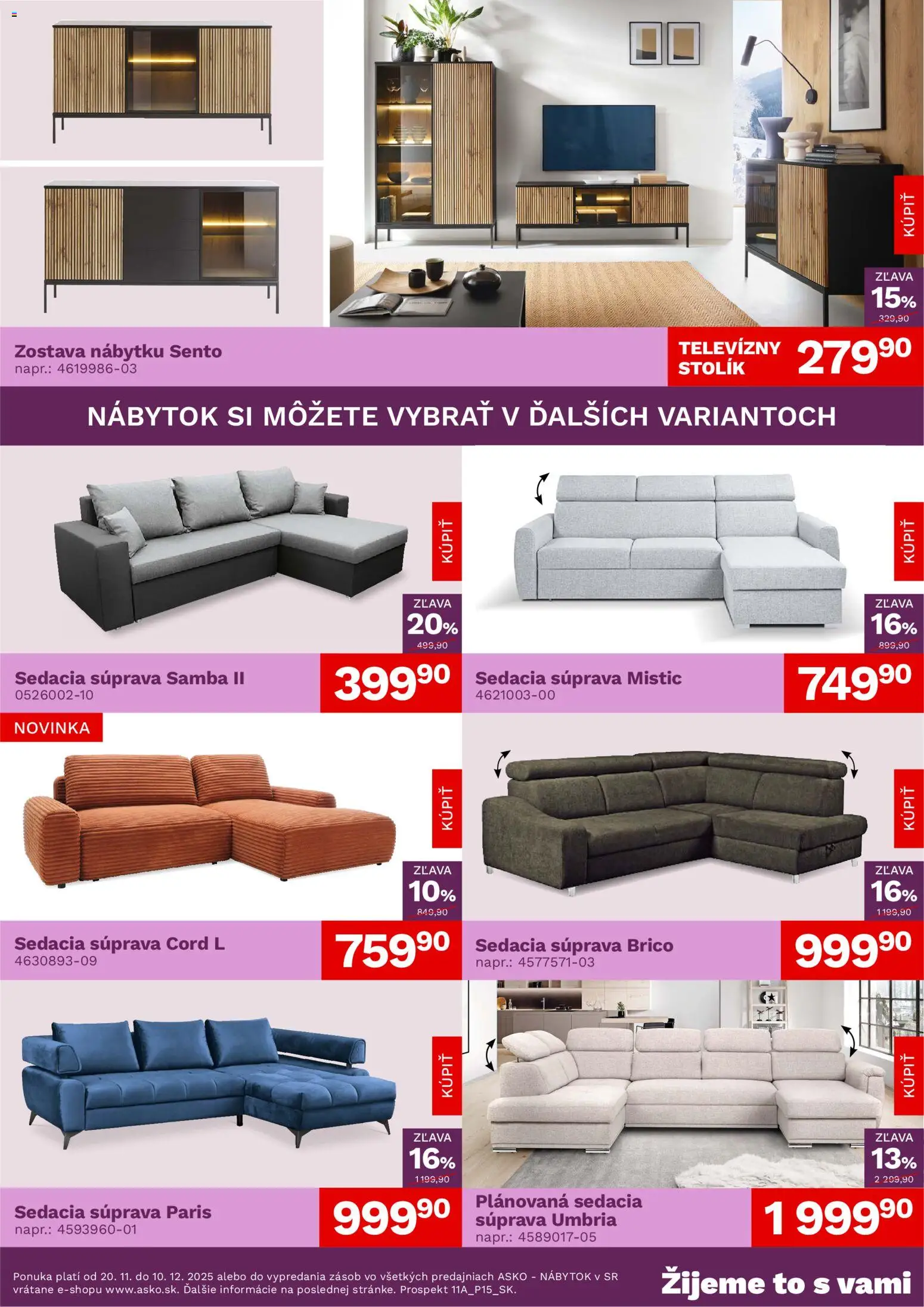 Nové ASKO nábytok akcie – leták je platný od 20.11.2025 | Strana: 2 | Produkty: Nábytok, Sedacia súprava