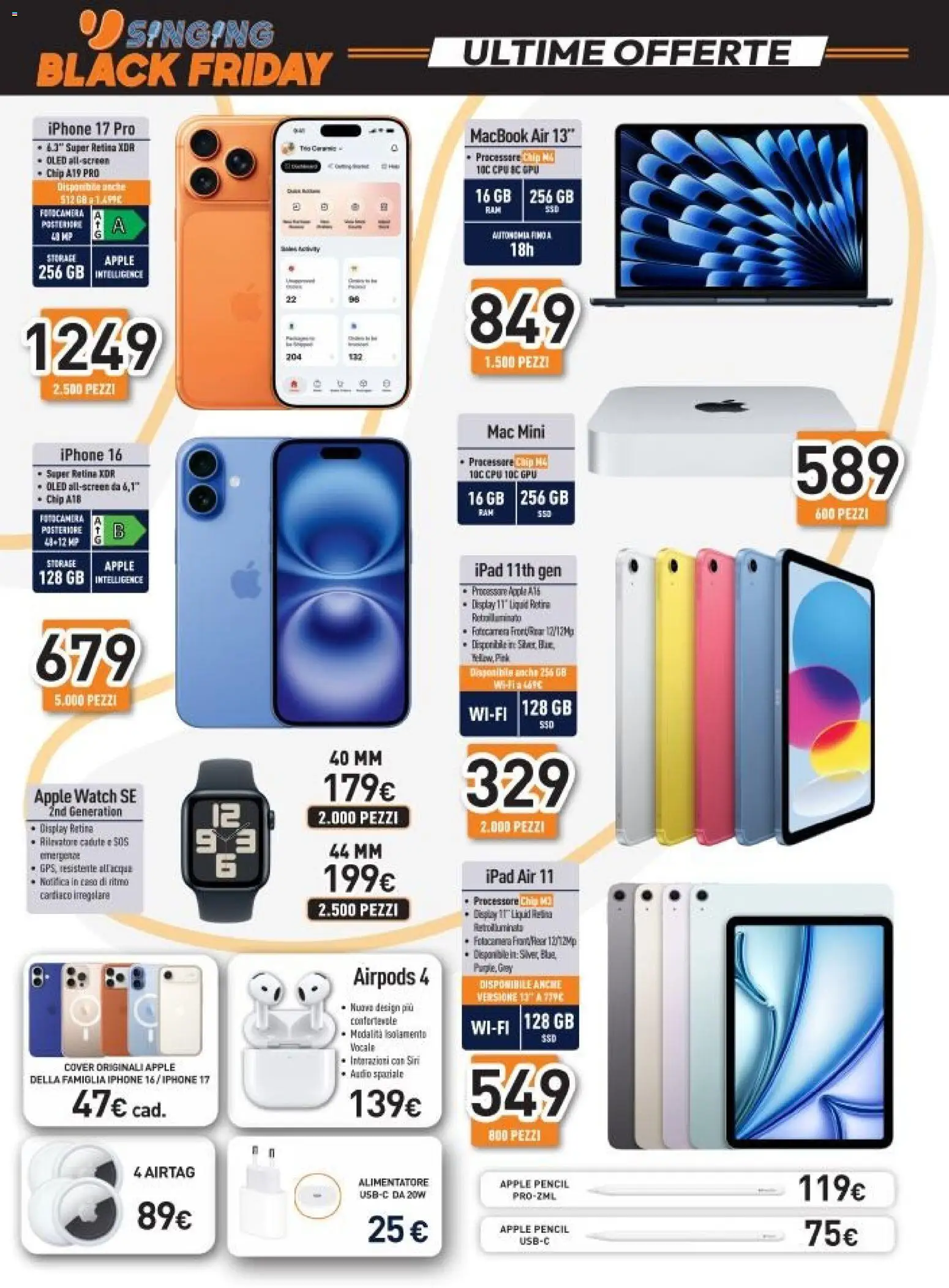 Volantino Unieuro del 26.11.2025 | Pagina: 16 | Prodotti: Iphone, Audio, Fotocamera, Airpods