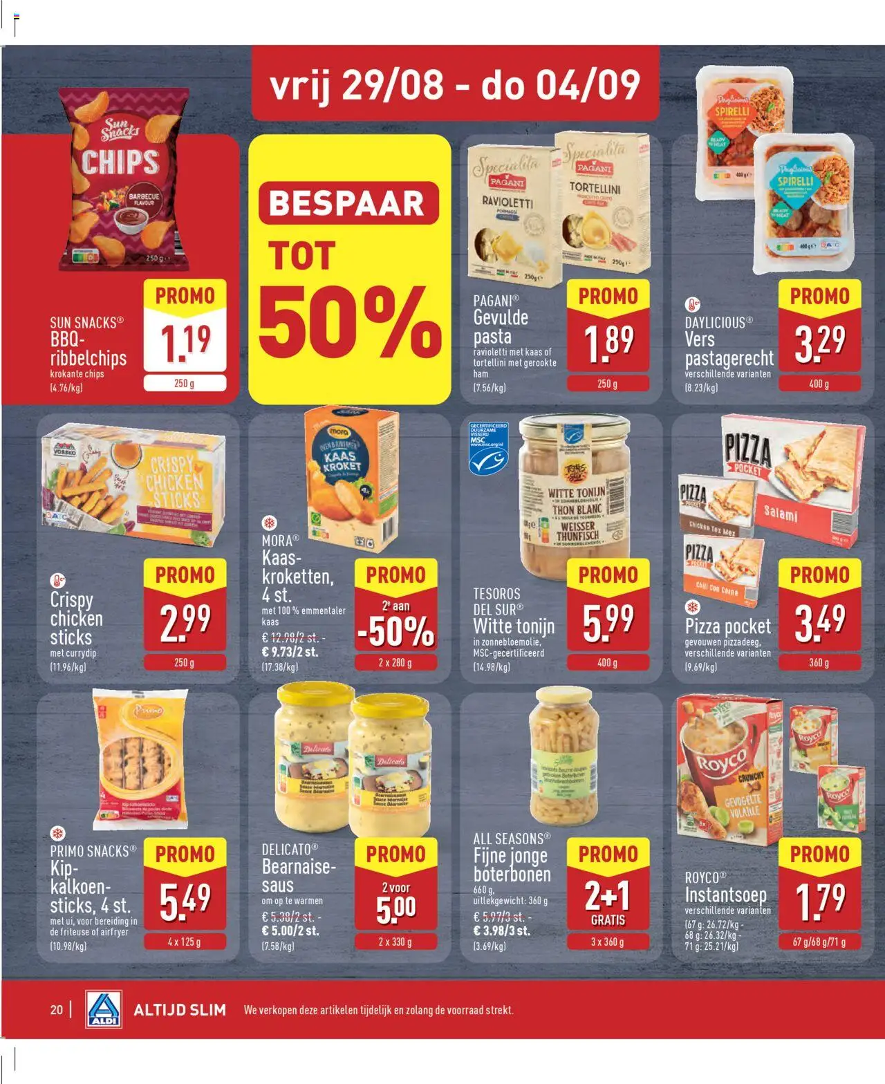  | Pagina: 20 | Producten: Chips, Tonijn, Saus, Friteuse