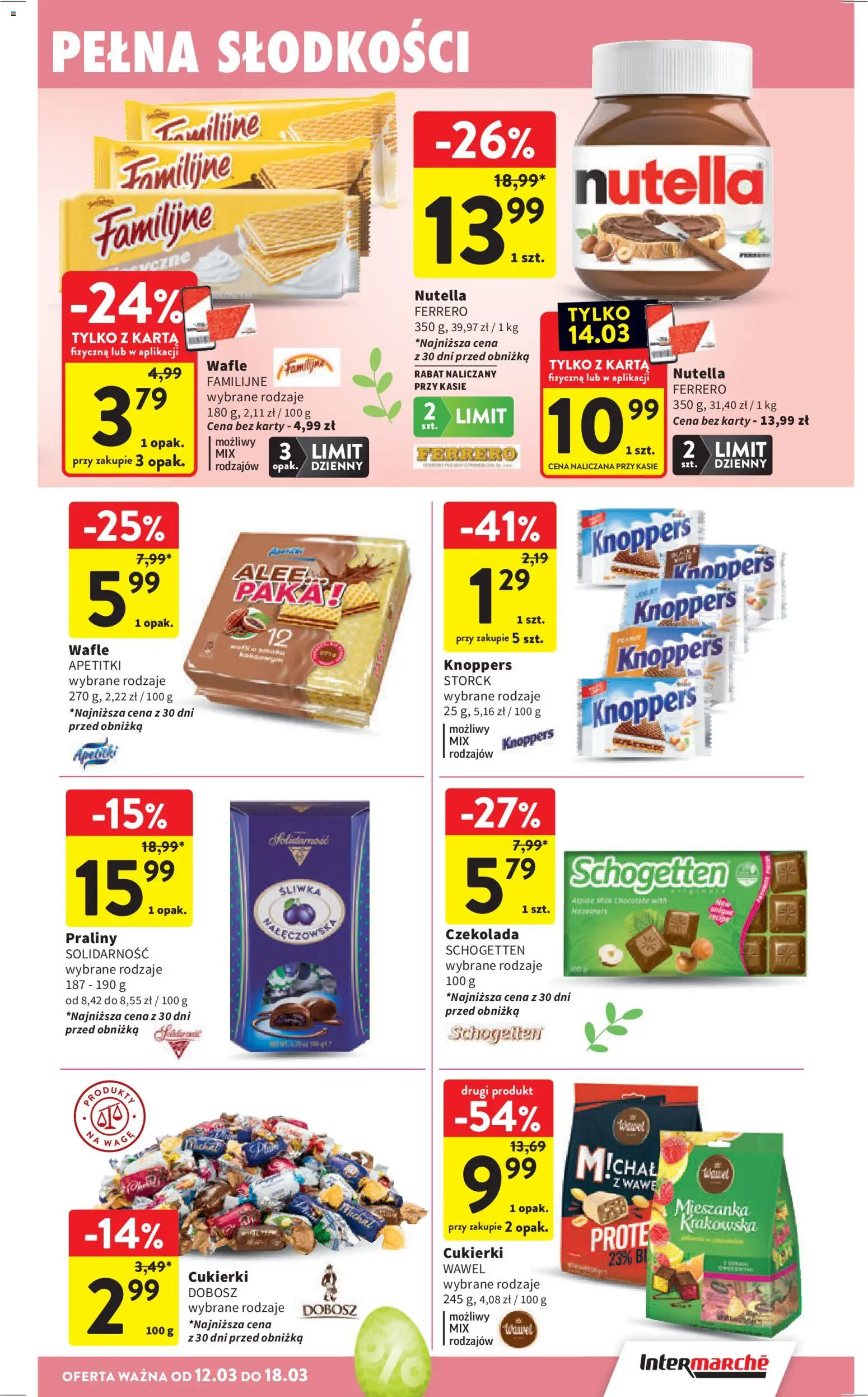 Intermarche gazetka od 12.03.2026 | Strona: 33 | Produkty: Karta, Wafle, Nutella, Cukierki