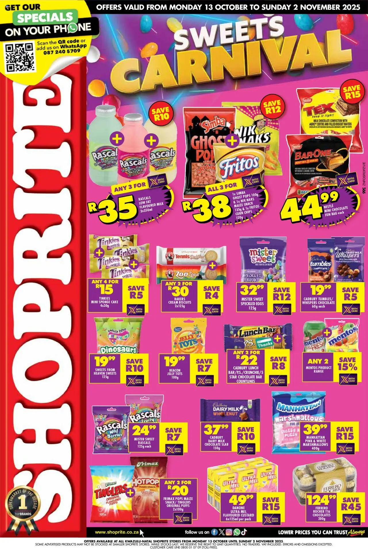 New Shoprite catalogue – valid from 13.10.2025 | Page: 1 | Products: Corn, Phone, Bag, Chips
