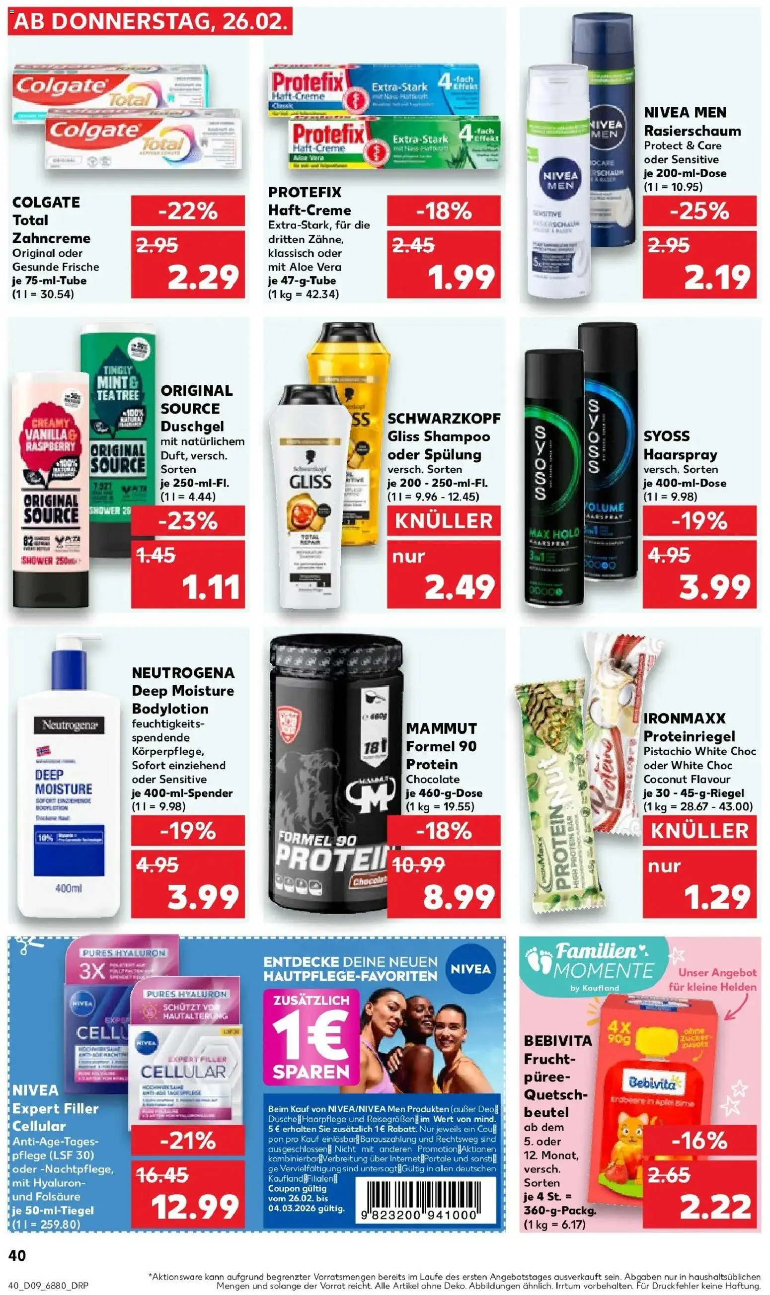Kaufland prospekt Krefeld	 – gültig ab 26.02.2026 | Seite: 40 | Produkte: Shampoo, Creme, Body Lotion, Shower Gel