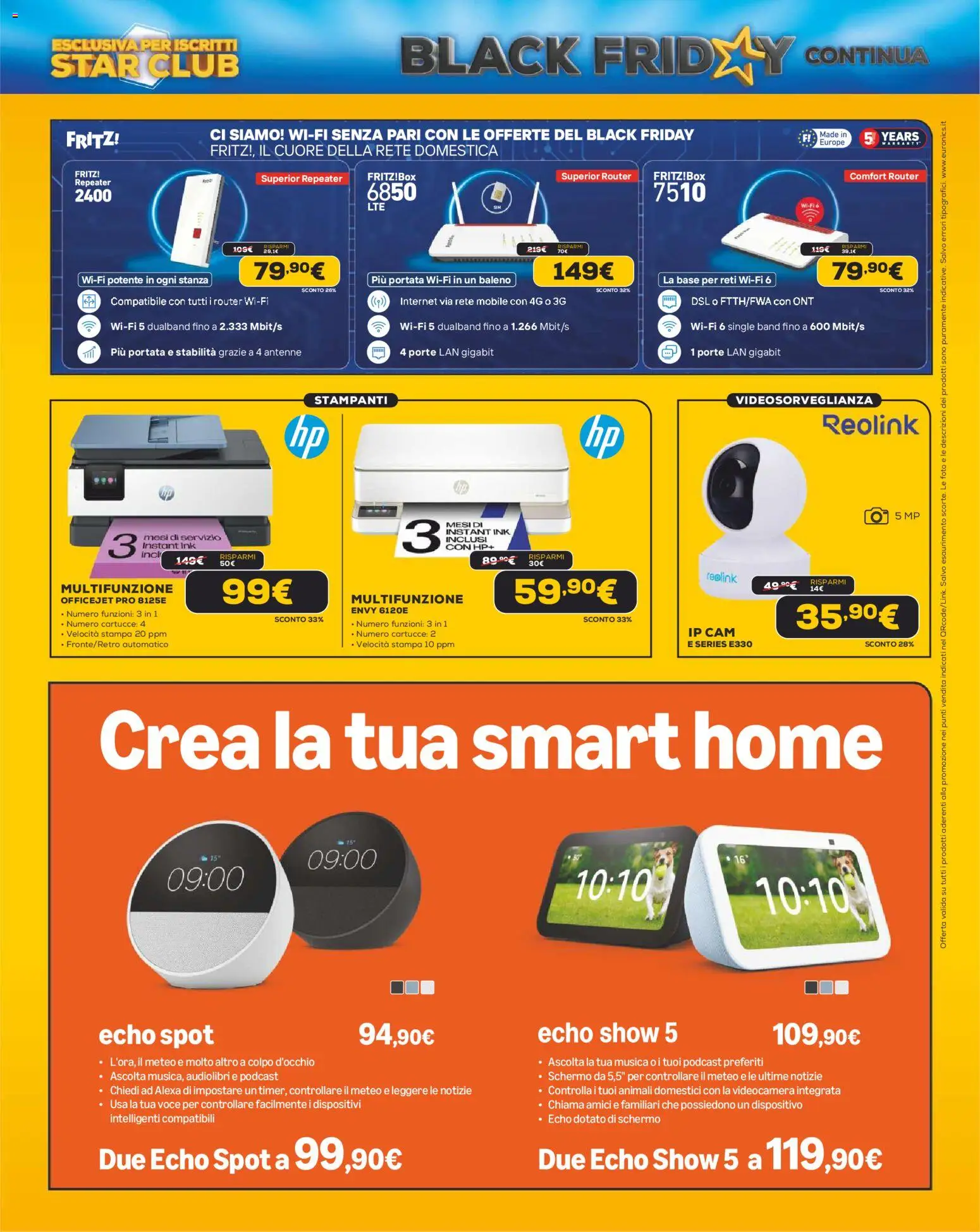 Volantino Euronics del 13.11.2025 | Pagina: 33 | Prodotti: Router, Mobile, Videocamera, Stampa