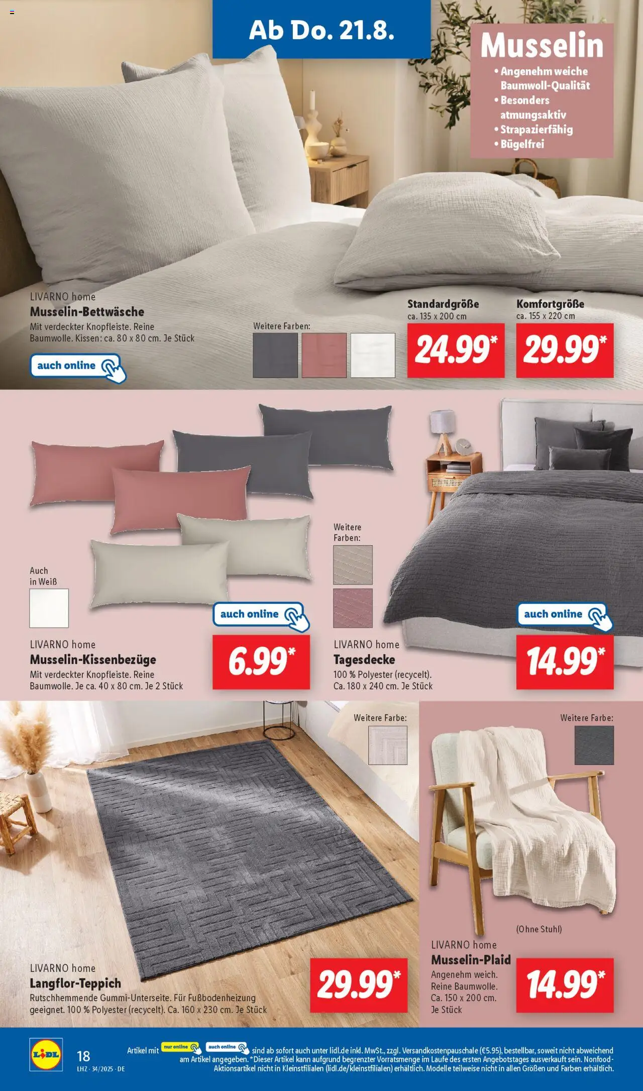 Lidl Prospekt Holzminden - gültig ab dem 18.08.2025 | Seite: 12 | Produkte: Kissen, Stuhl, Tagesdecke