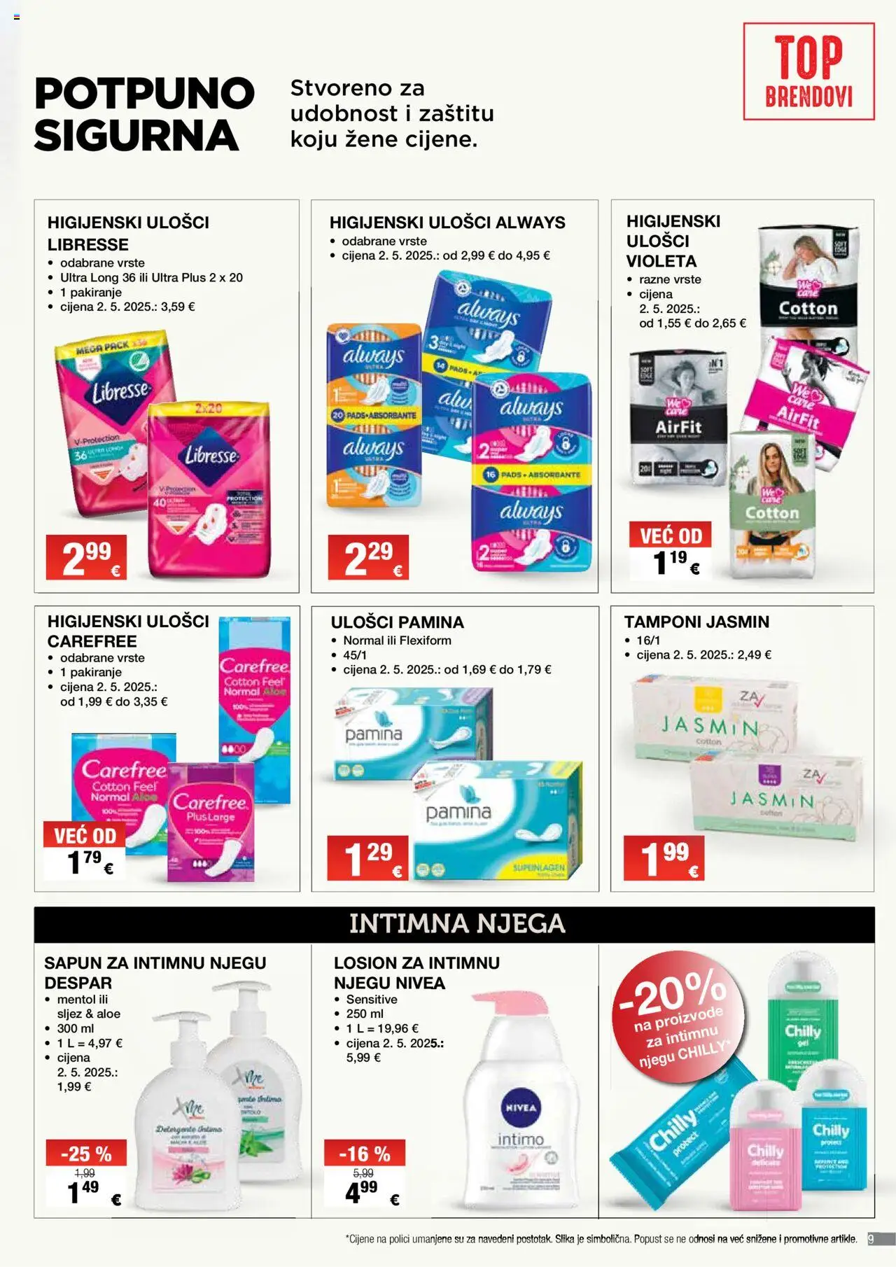 Spar katalog | vrijedi od 23.10.2025 | Stranica: 9 | Proizvodi: Tamponi, Nivea, Violeta, Libresse