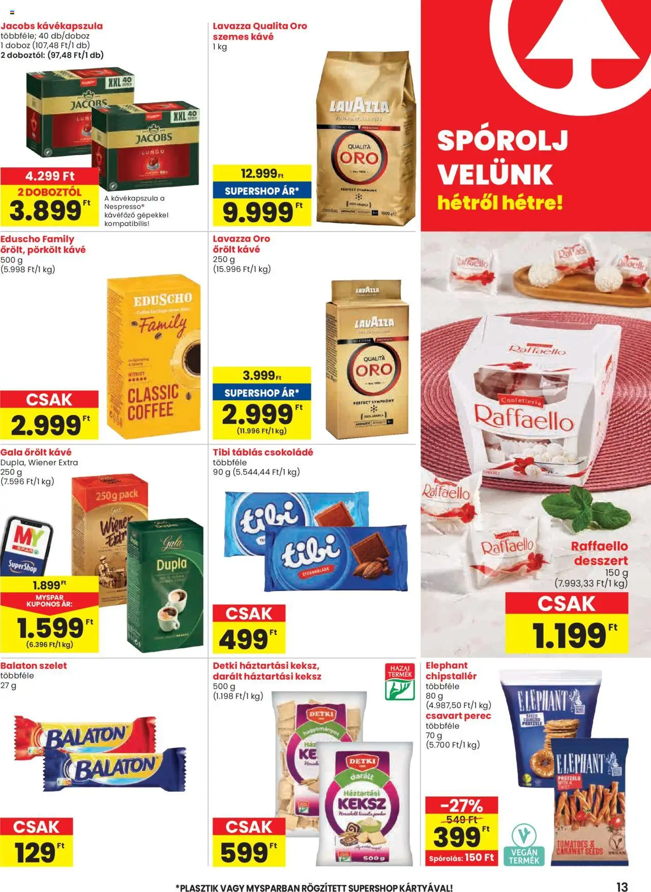 Spar Market akciós ujság - amely érvényes a következő dátumtól: 29.05.2025 | Oldal: 13 | Termékek: Kávéfőző, Kávé, Szemes kávé, Keksz