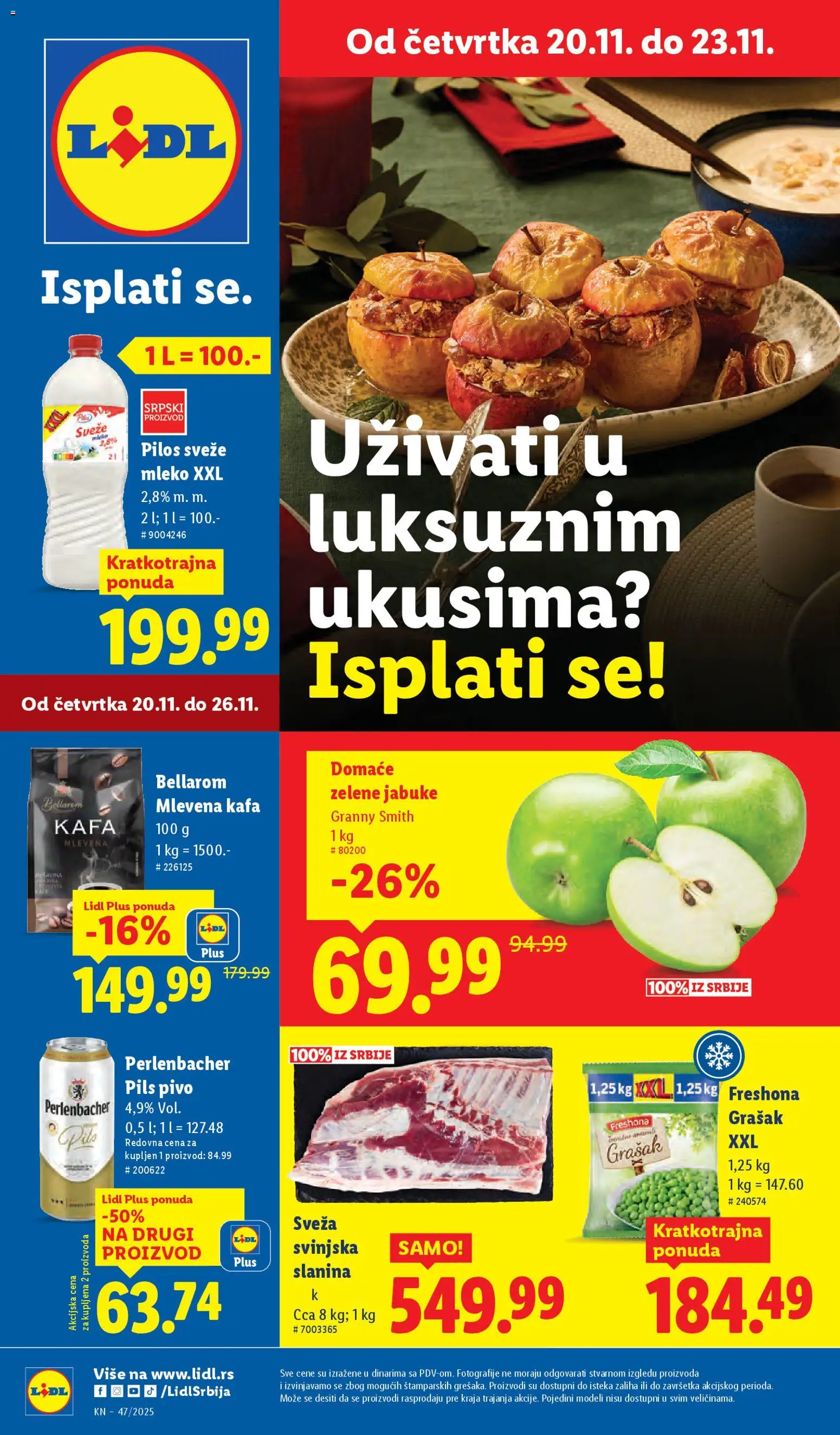 Lidl katalog - važi od 20.11.2025 | Strana: 1 | Proizvode: Grašak, Kafa, Pivo, Slanina