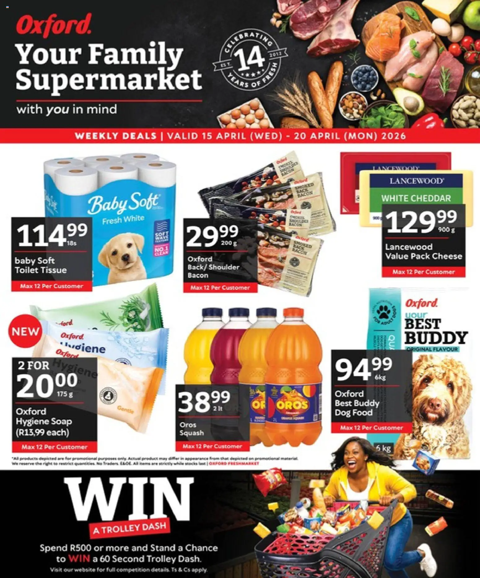 New Oxford Freshmarket catalogue – valid from 15.04.2026 | Page: 1 | Products: Squash, Toilet, Cheese, Dog food