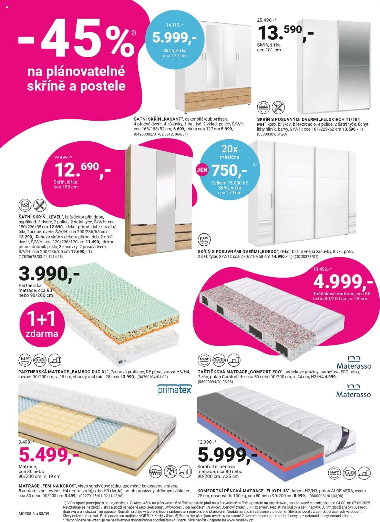 Möbelix leták od 04.08.2025 | Strana: 8 | Produkty: Postele, Lis, Šatní skříň, Rošt