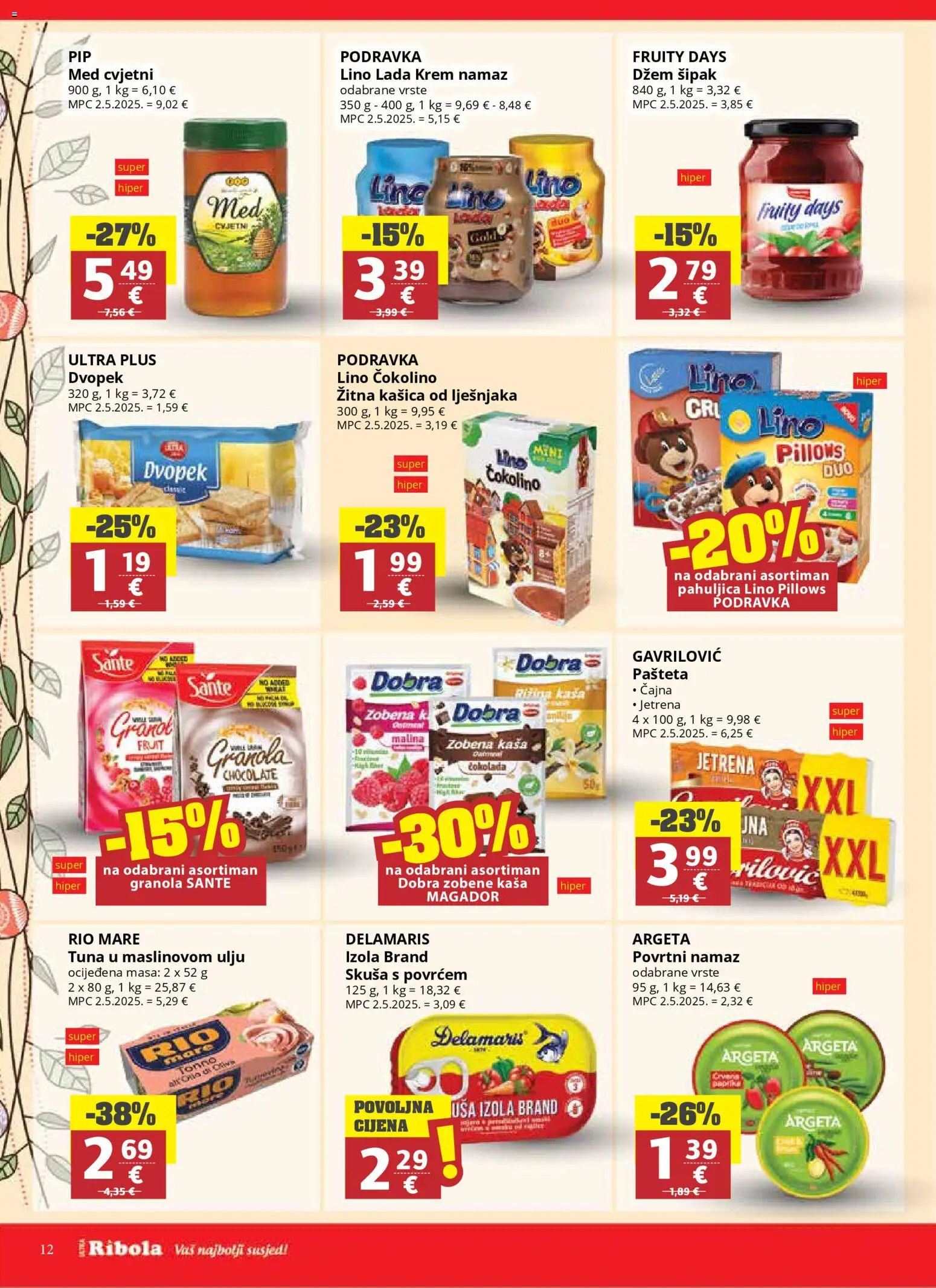 Ultra Gros katalog | vrijedi od 25.03.2026 | Stranica: 12 | Proizvodi: Rio Mare, Džem, Tuna, Namaz