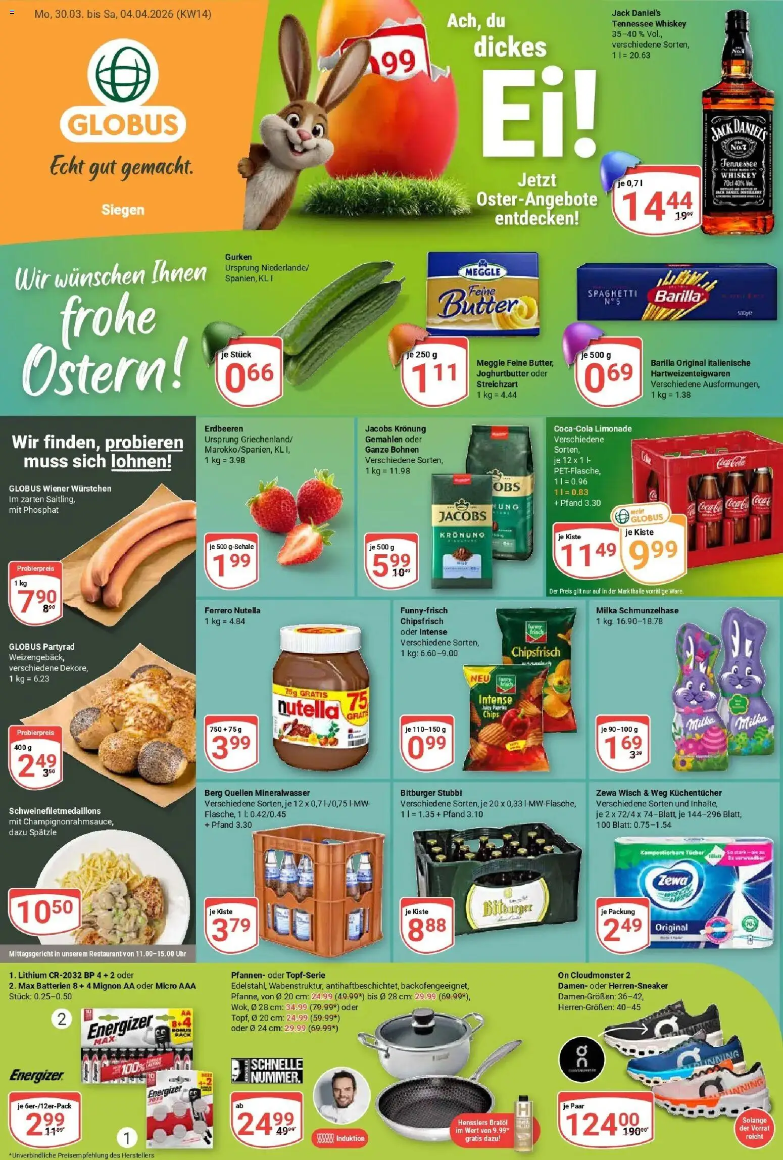 Globus prospekt Siegen	 – gültig ab 30.03.2026 | Seite: 7 | Produkte: Bitburger, Zewa, Jack Daniel's, Gurken