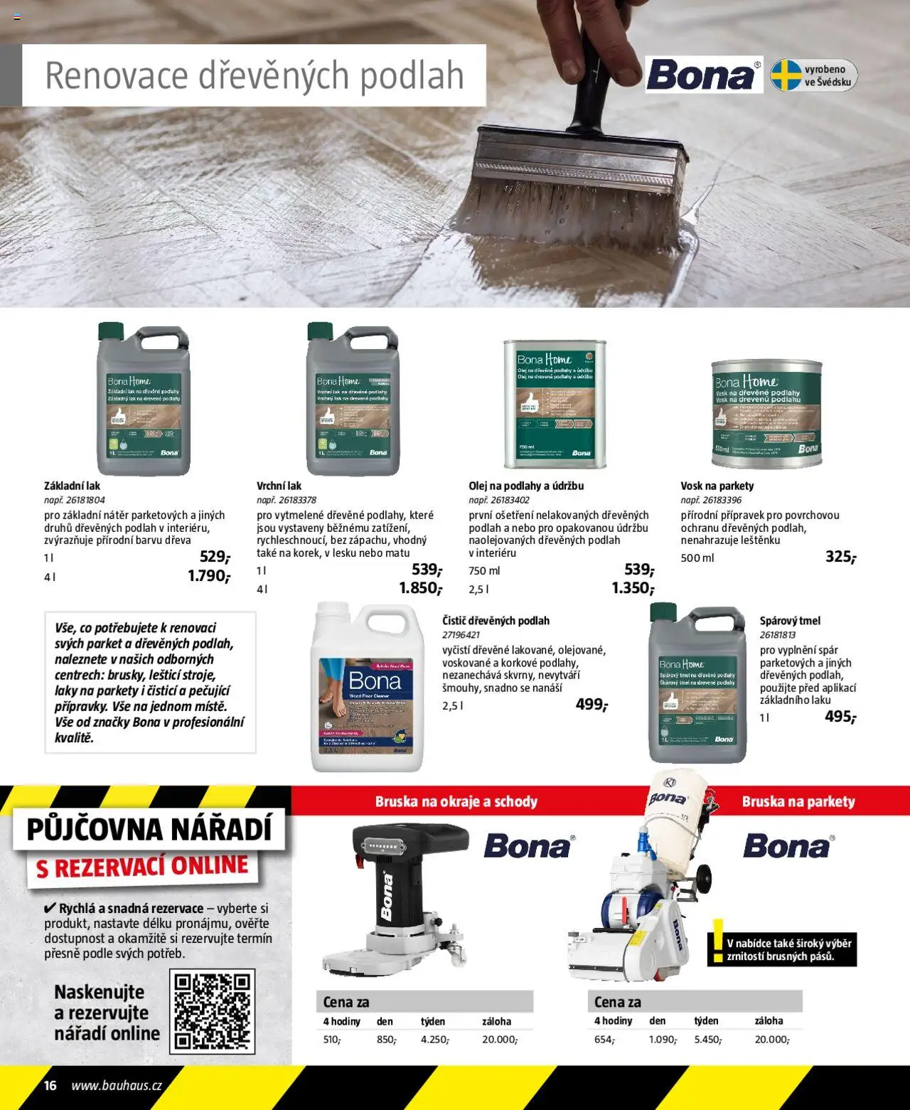 Bauhaus katalog Podlahové krytiny od 01.08.2025 | Strana: 16 | Produkty: Hodiny, Olej, Bruska, Nářadí