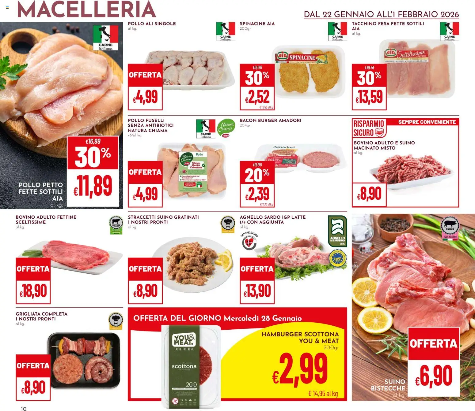 Volantino Pan del 22.01.2026 | Pagina: 10 | Prodotti: Pollo, Tacchino, Latte, Agnello