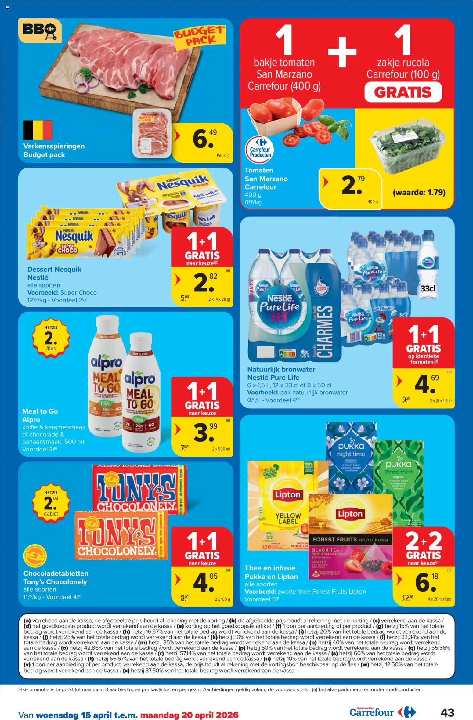 {H1} | Pagina: 43 | Producten: Tomaten, Thee, Rucola, Chocolade