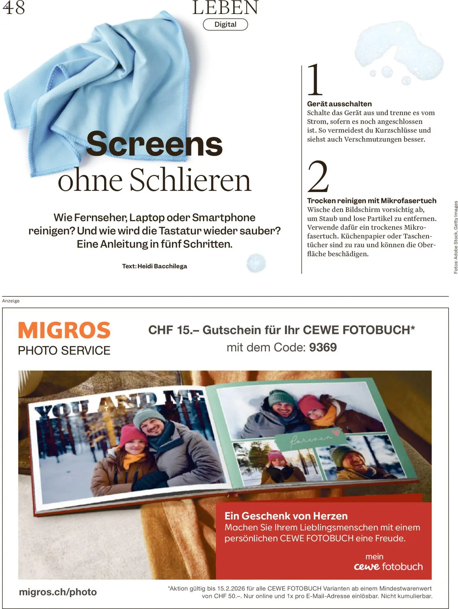 Migros Magazin – gültig ab 11.02.2026 | Seite: 48 | Produkte: Bildschirm, Laptop, Smartphone, Tastatur
