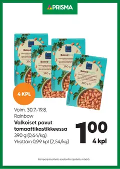 Katso Prisma tarjoukset pavut voimassa alkaen 30.07.2025
