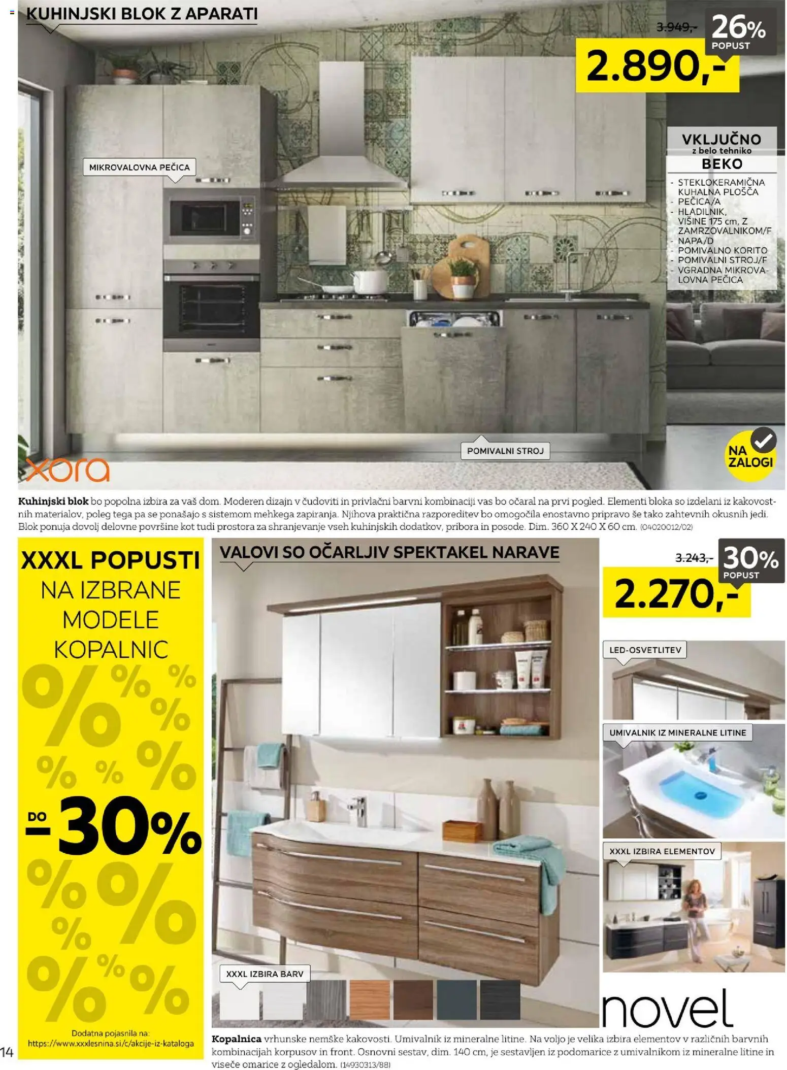 Novi XXXL Lesnina katalog ponudbe – veljaven od 17.02.2026 | Stran: 14 | Izdelki: Pecica, Mikrovalovna pecica, Pomivalni stroj, Umivalnik