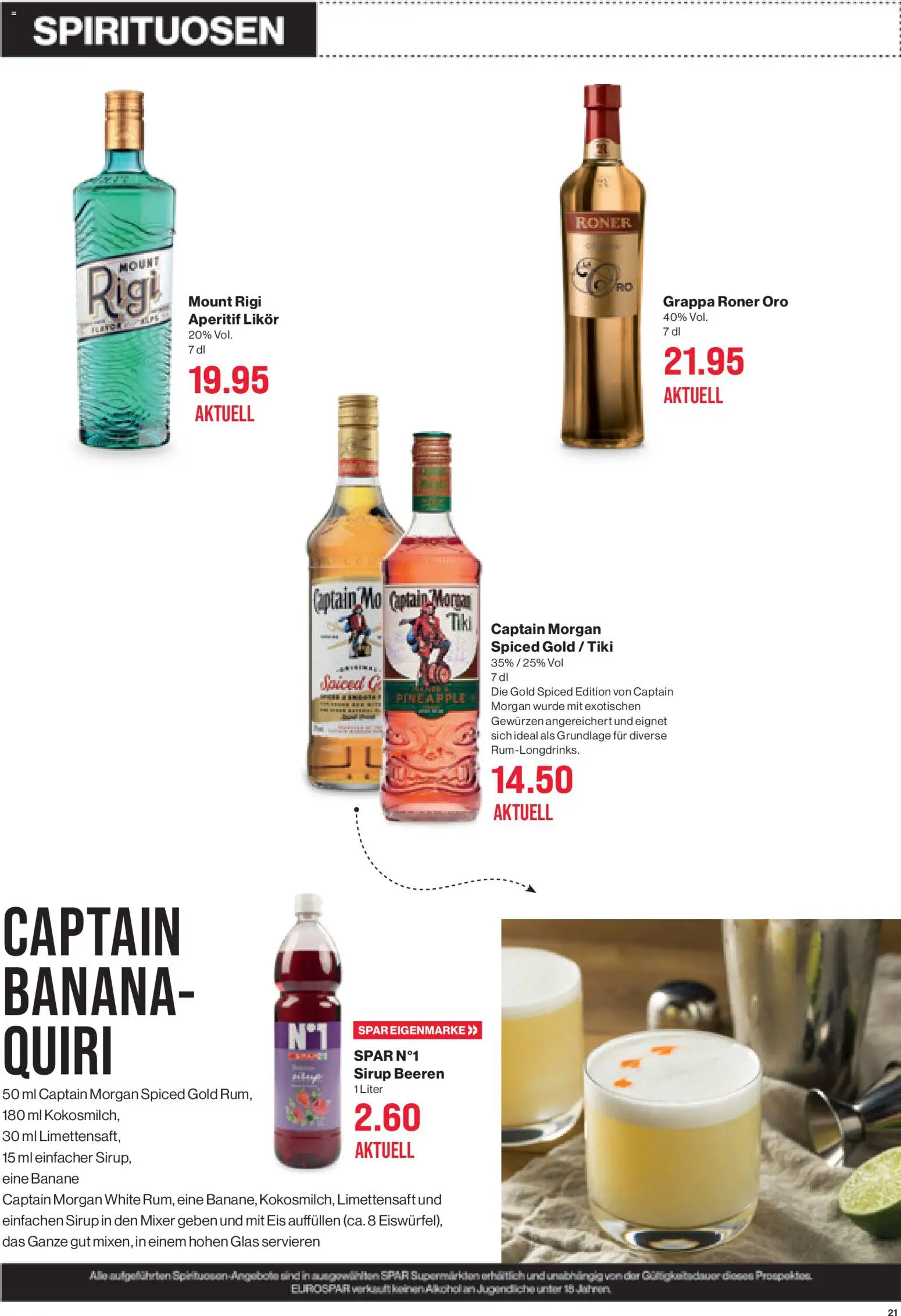 SPAR Aktionen – gültig ab 30.10.2025 | Seite: 21 | Produkte: Likör, Sirup, Mixer, Apple