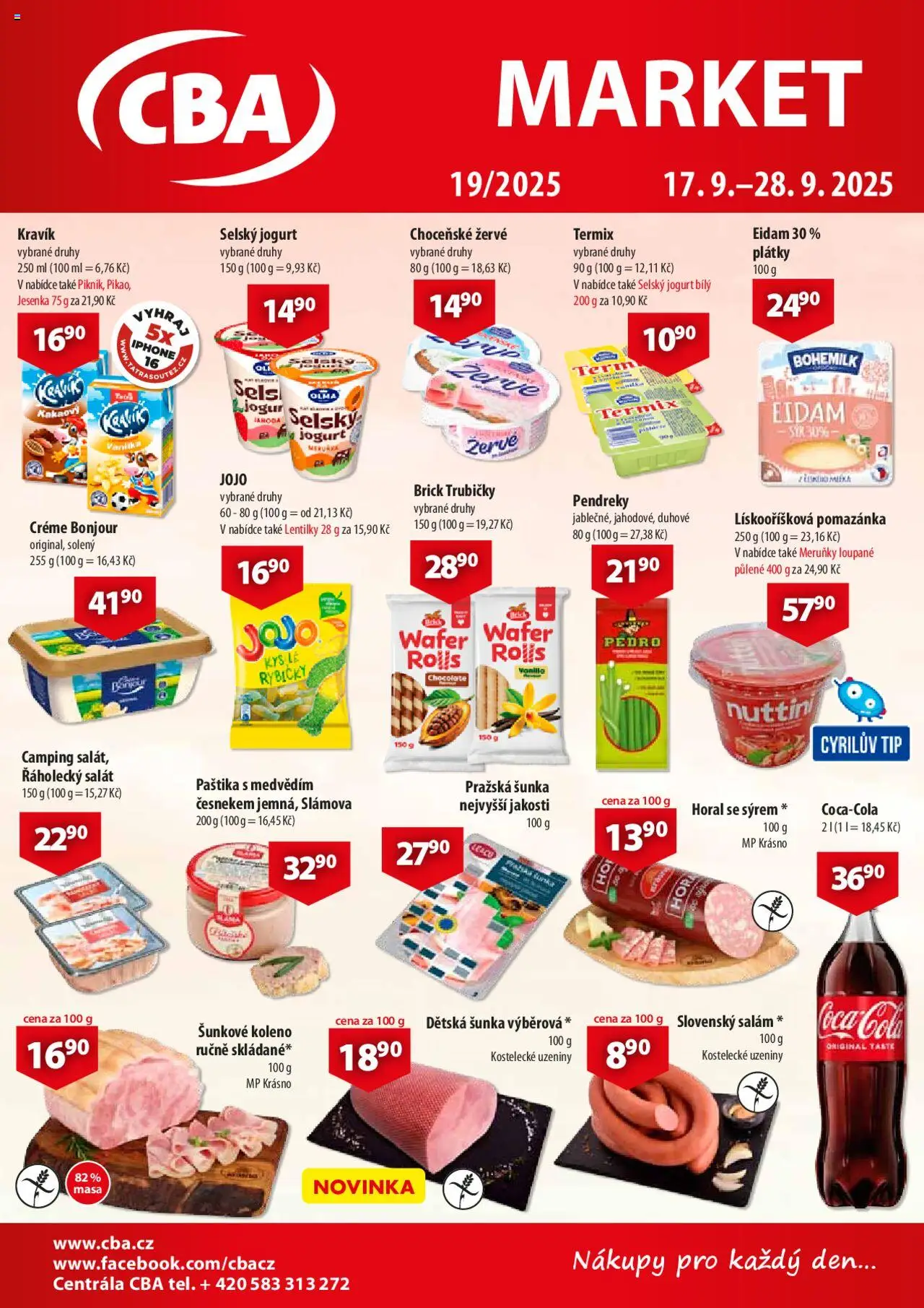 CBA leták - Market od 17.09.2025 | Strana: 1 | Produkty: Jojo, Jogurt, Salám, Lentilky