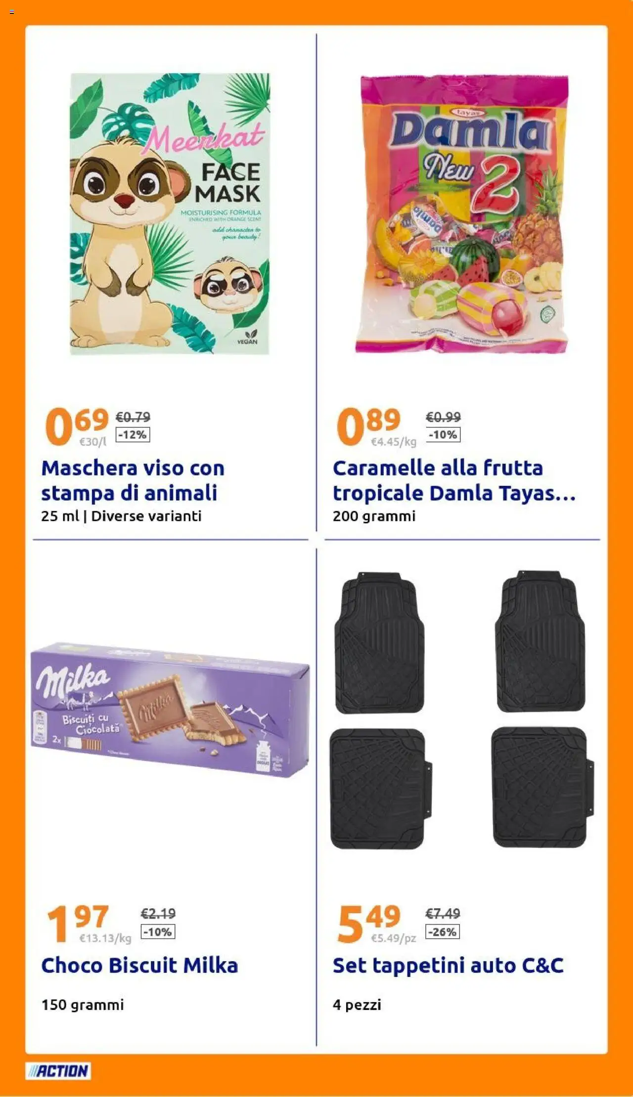 Volantino Action del 08.10.2025 | Pagina: 23 | Prodotti: Maschera viso, Caramelle, Frutta, Stampa