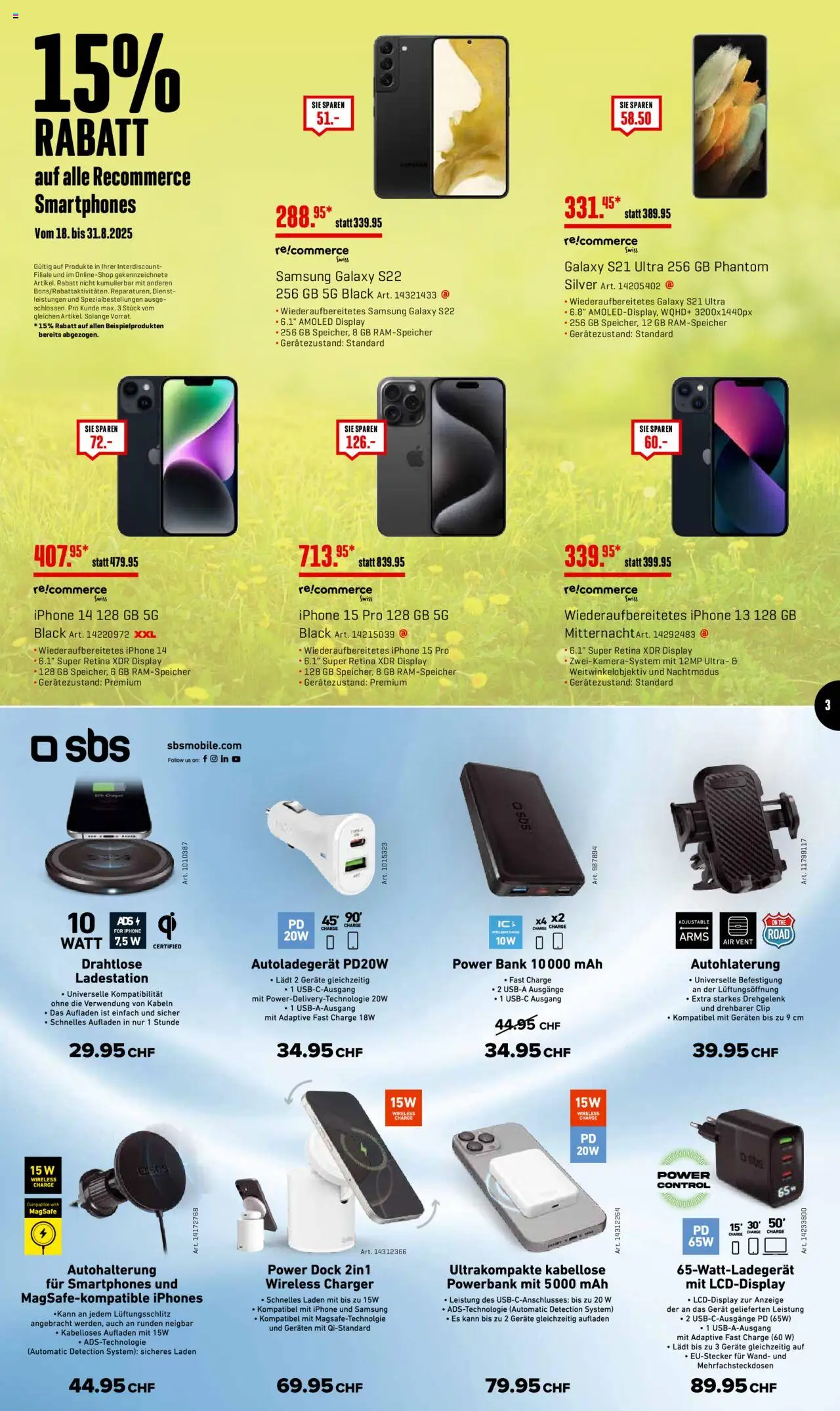 Interdiscount Aktionen Mobile ab 18.08.2025 | Seite: 3 | Produkte: Samsung, Iphone, Powerbank