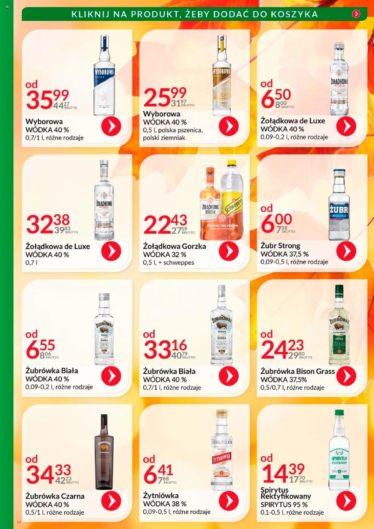 Eurocash Gazetka - Katalog Alkoholowy od 01.10.2025 | Strona: 10 | Produkty: Żubrówka czarna, Spirytus rektyfikowany, Żubrówka, Wódka