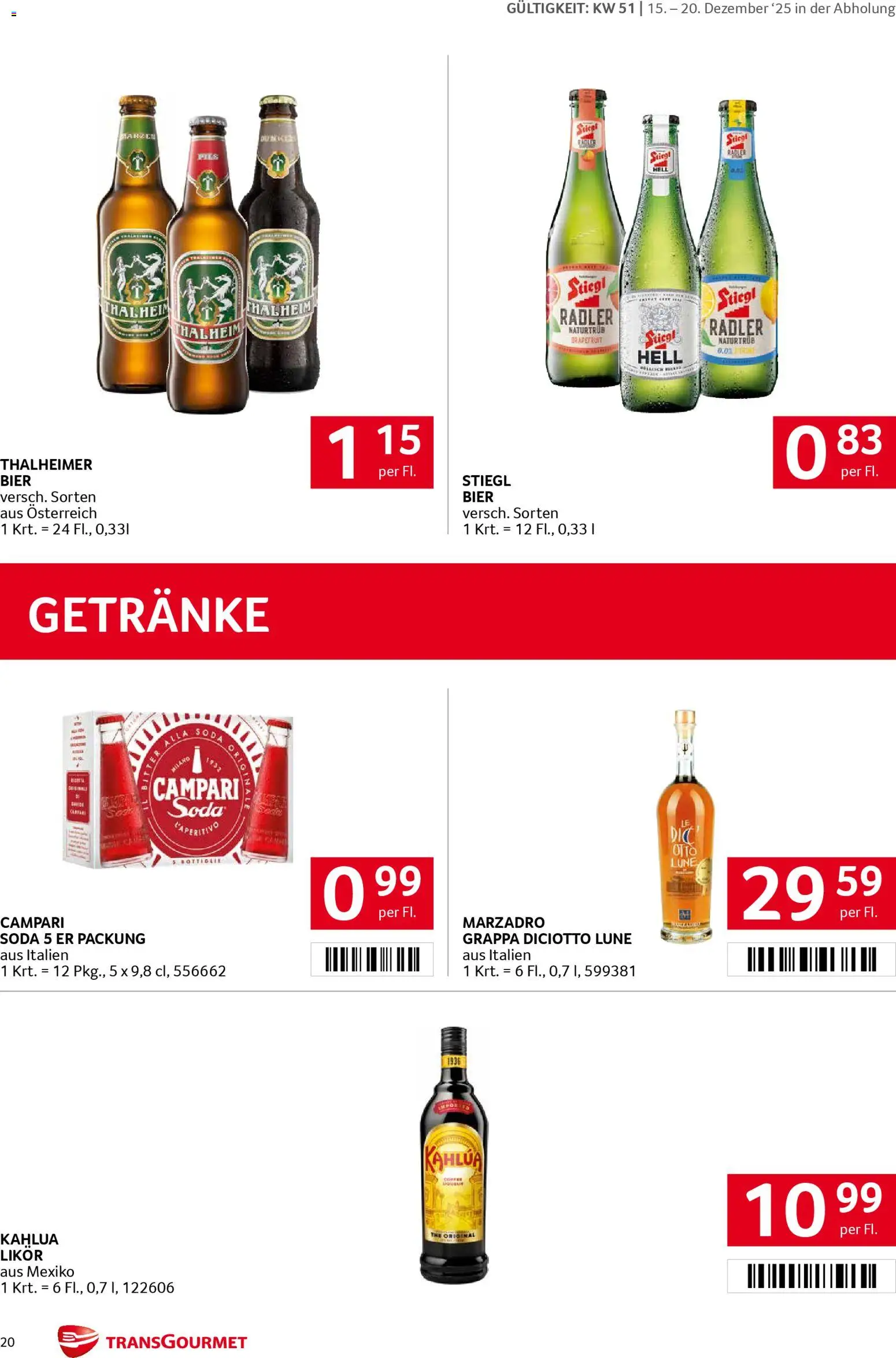 Transgourmet Flugblatt gültig ab 15.12.2025 | Seite: 19 | Produkte: Grapefruit, Nauriit, Bier