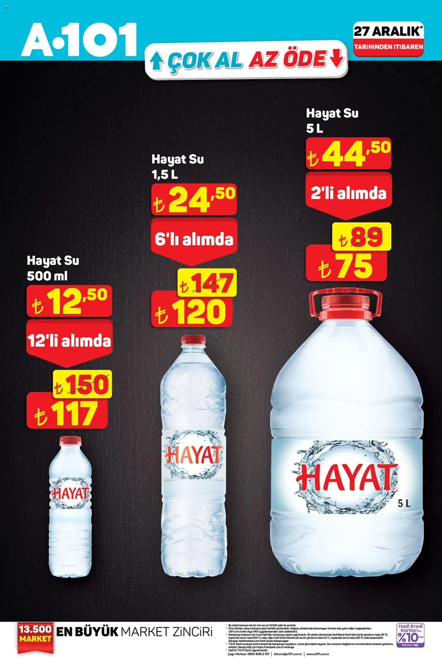 A101 Çok al az öde - 27.01.2026 tarihinden itibaren geçerlidir | Sayfa: 1 | Ürünler: Su