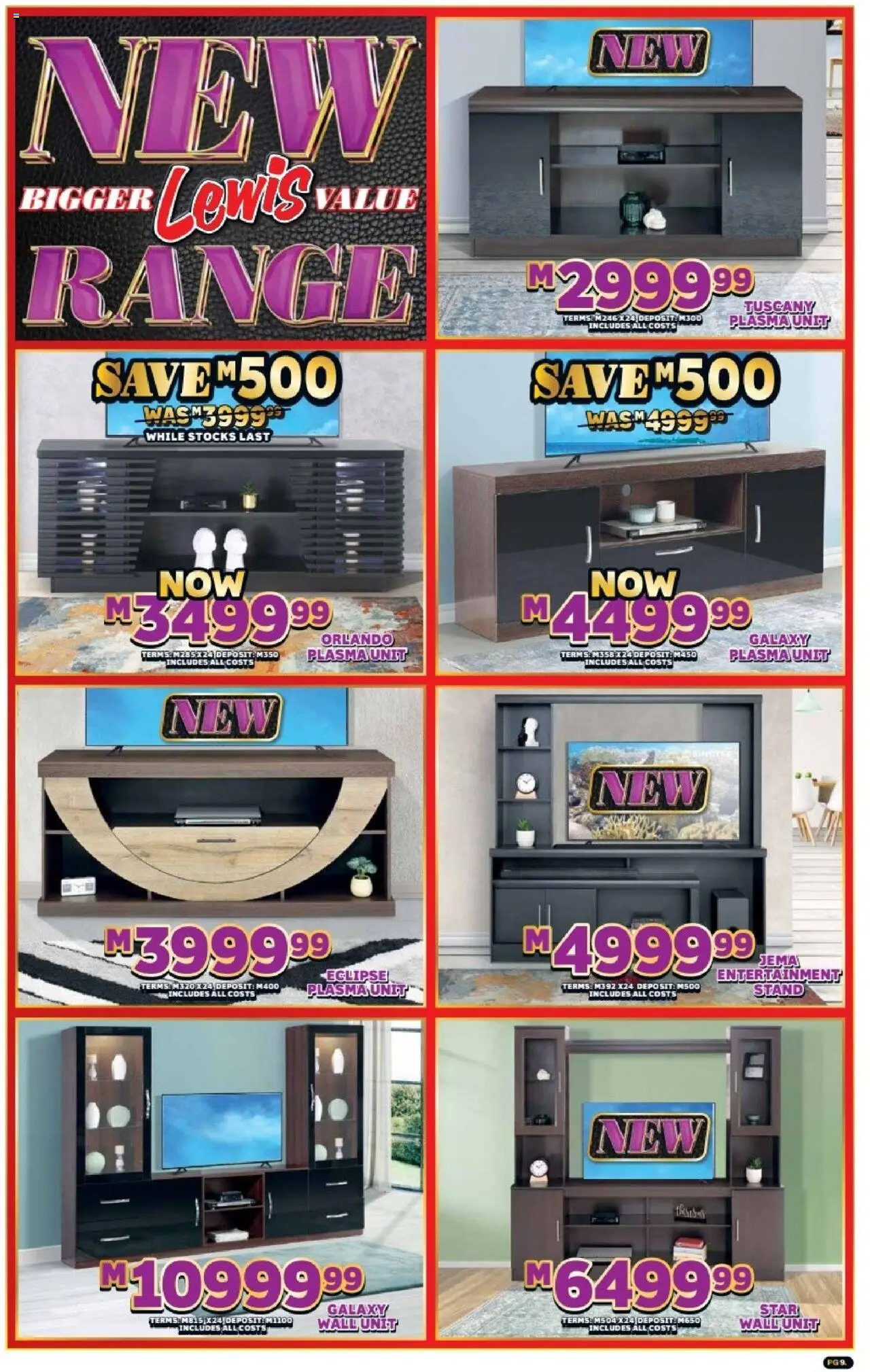 New Lewis Stores catalogue – valid from 01.10.2025 | Page: 9 | Products: Wall unit, Plasma unit