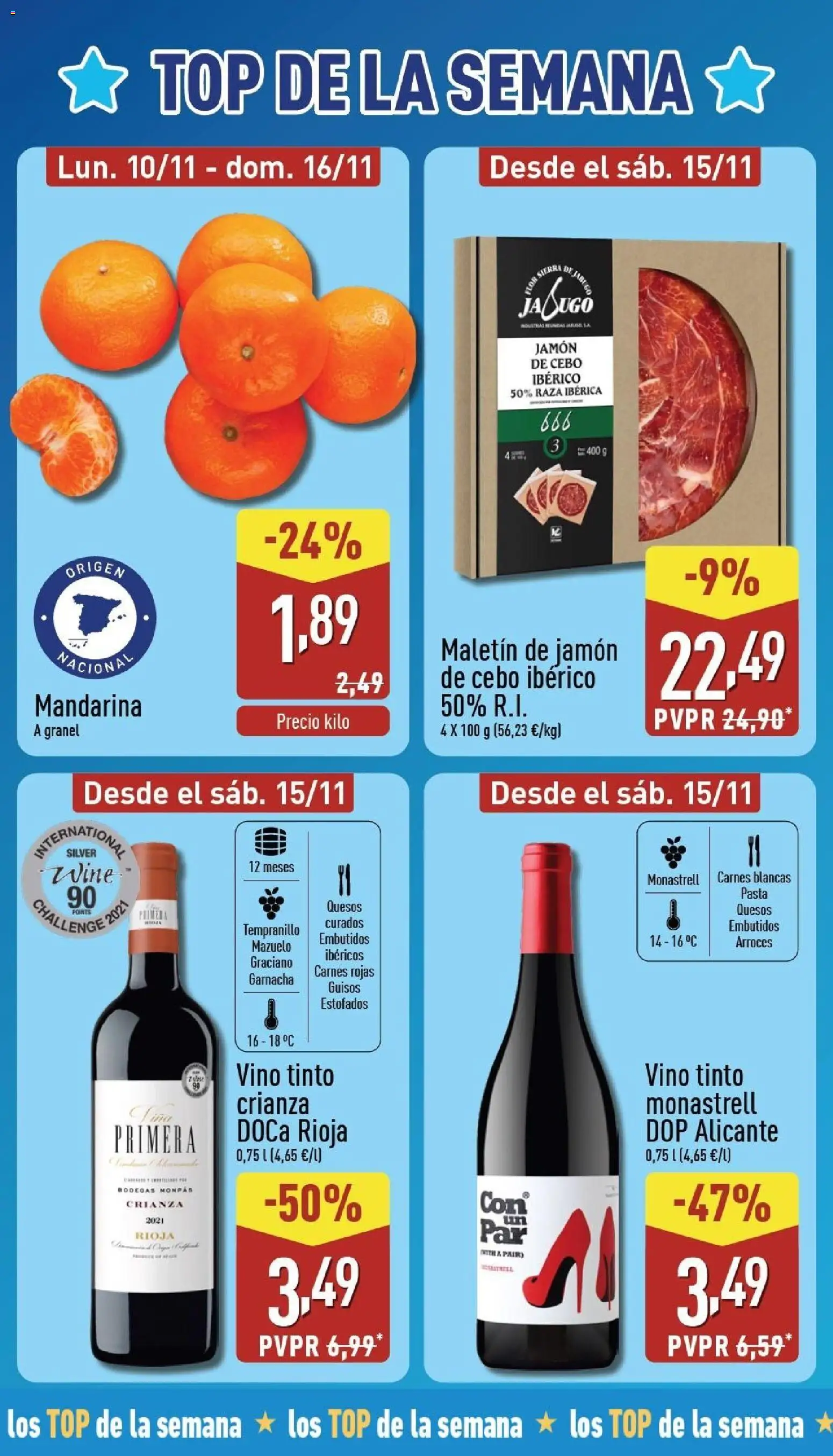 Aldi folleto Península │ válido desde el 10.11.2025 | Página: 2 | Productos: Jamón, Vino, Pasta, Νυχτικό