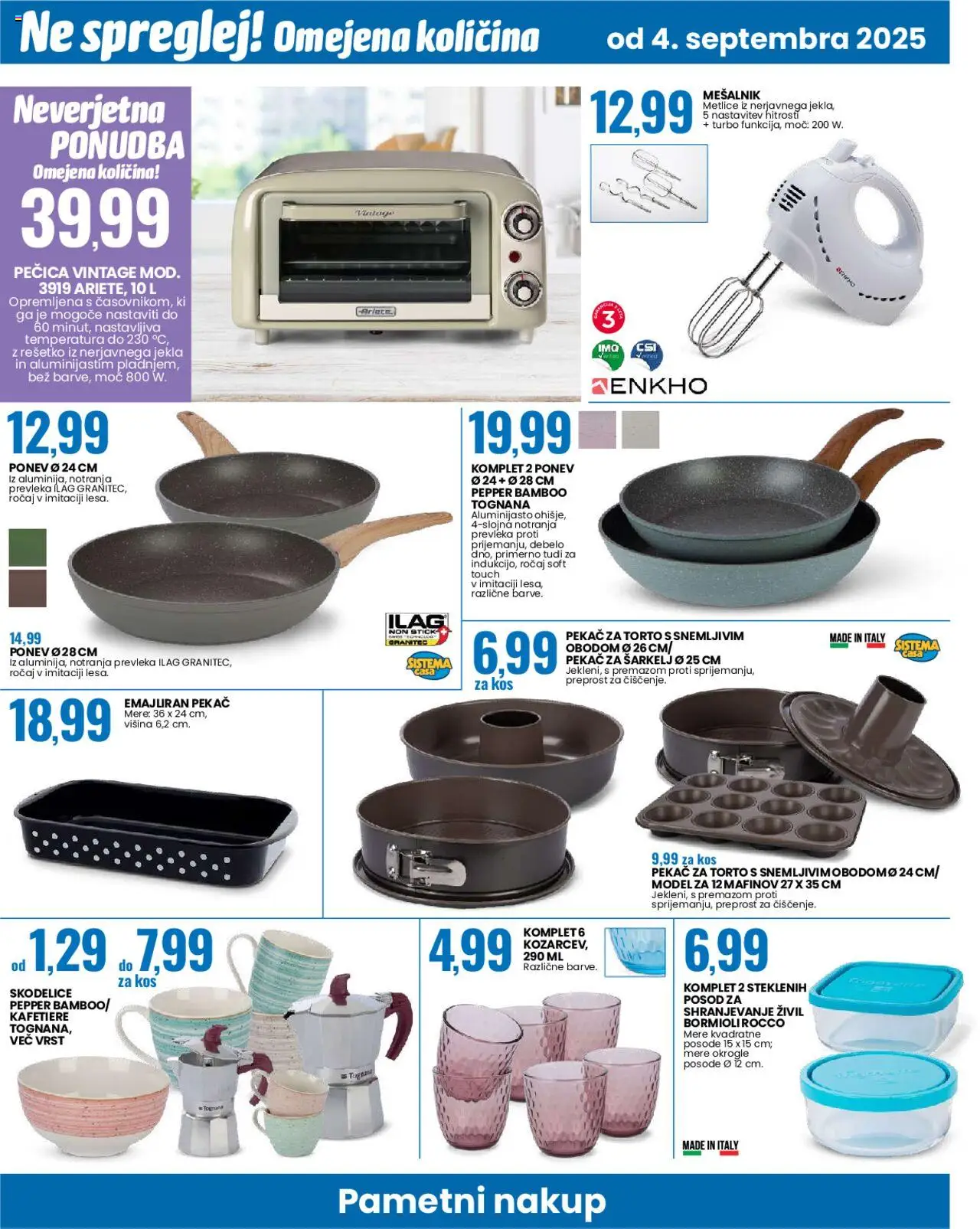 Novi Eurospin katalog ponudbe – veljaven od 04.09.2025 | Stran: 14 | Izdelki: Mesalnik, Pecica, Prevleka, Kos
