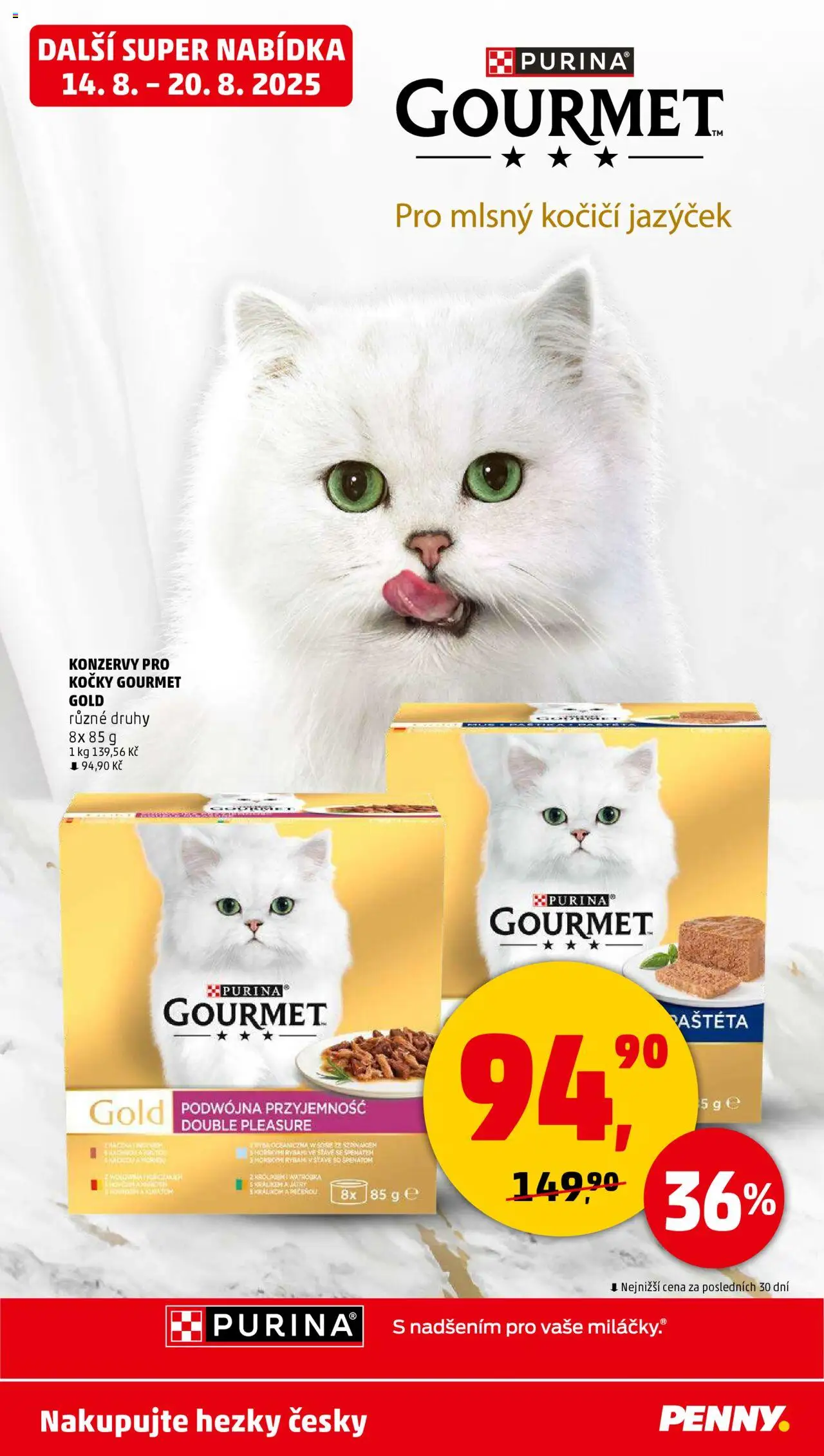 Penny Market leták - Čtvrtečník od 14.08.2025 | Strana: 32 | Produkty: Gourmet, Purina, Gourmet Gold, Konzervy pro kočky