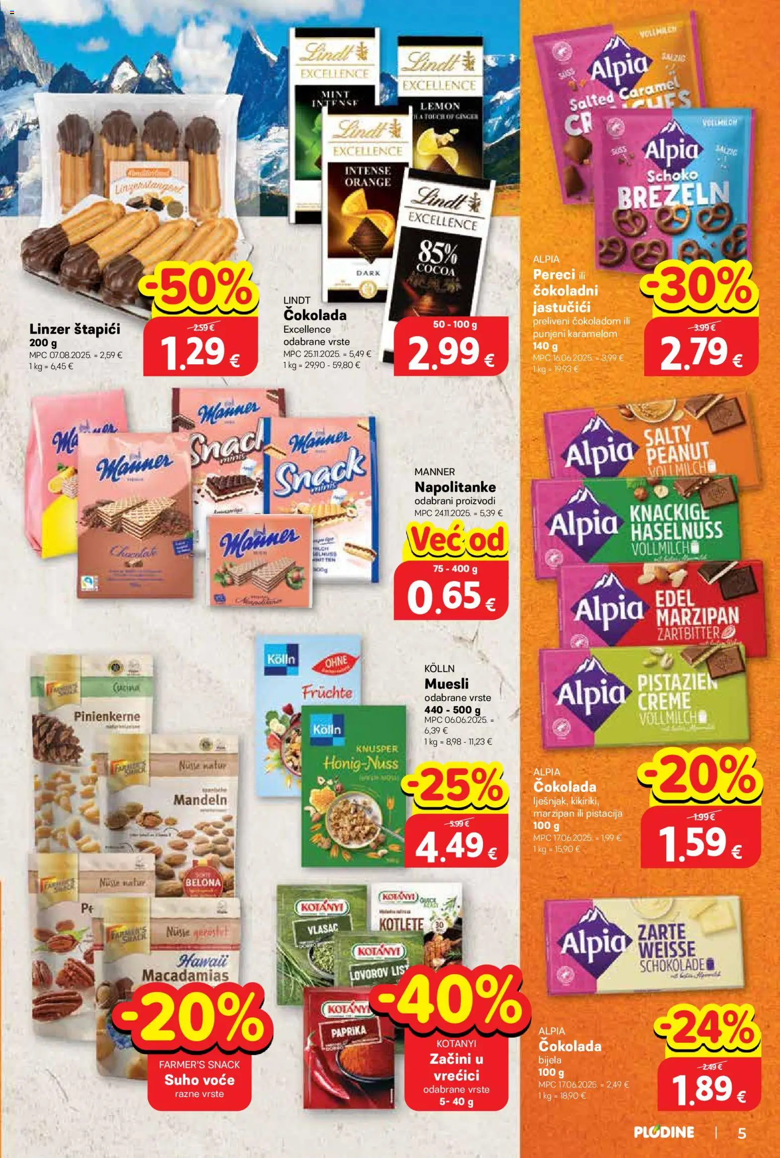 Plodine katalog | vrijedi od 21.01.2026 | Stranica: 5 | Proizvodi: Čokolada, Paprika, Štapići, Pereci