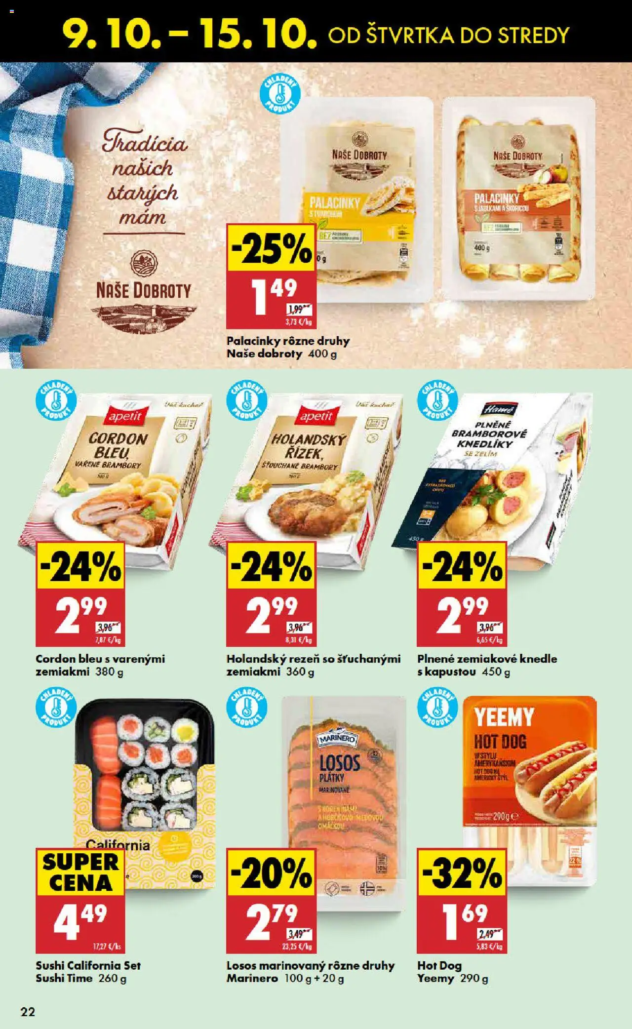 Nové Biedronka akcie – leták je platný od 09.10.2025 | Strana: 22 | Produkty: Losos, Sushi
