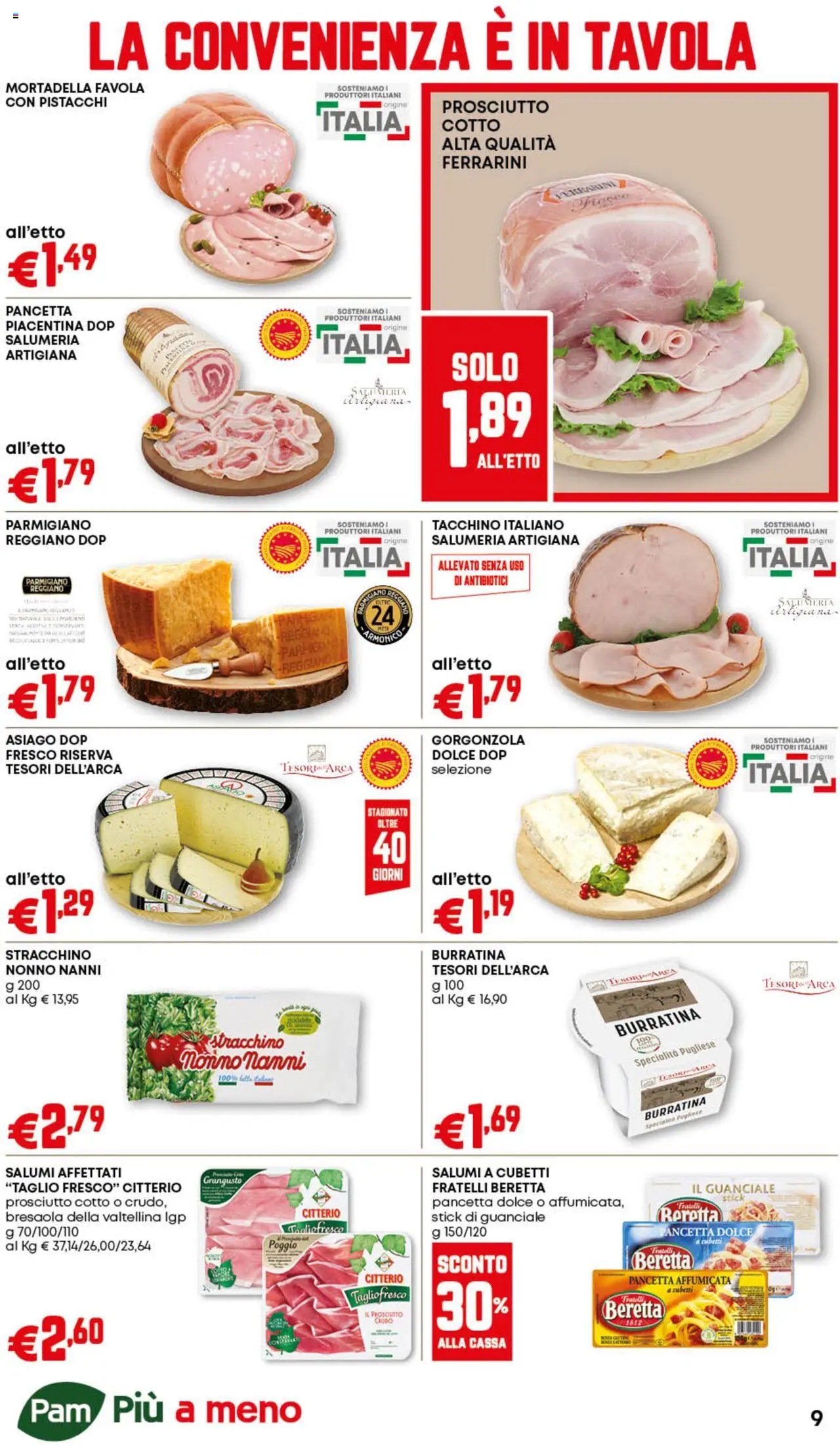 Volantino PAM del 11.09.2025 | Pagina: 9 | Prodotti: Bresaola, Tacchino, Parmigiano, Gorgonzola