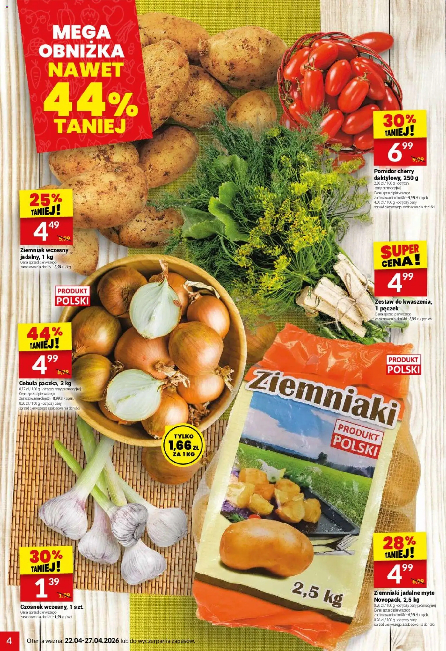 Twój Market gazetka od 22.04.2026 | Strona: 4 | Produkty: Czosnek, Pomidor cherry, Ziemniaki