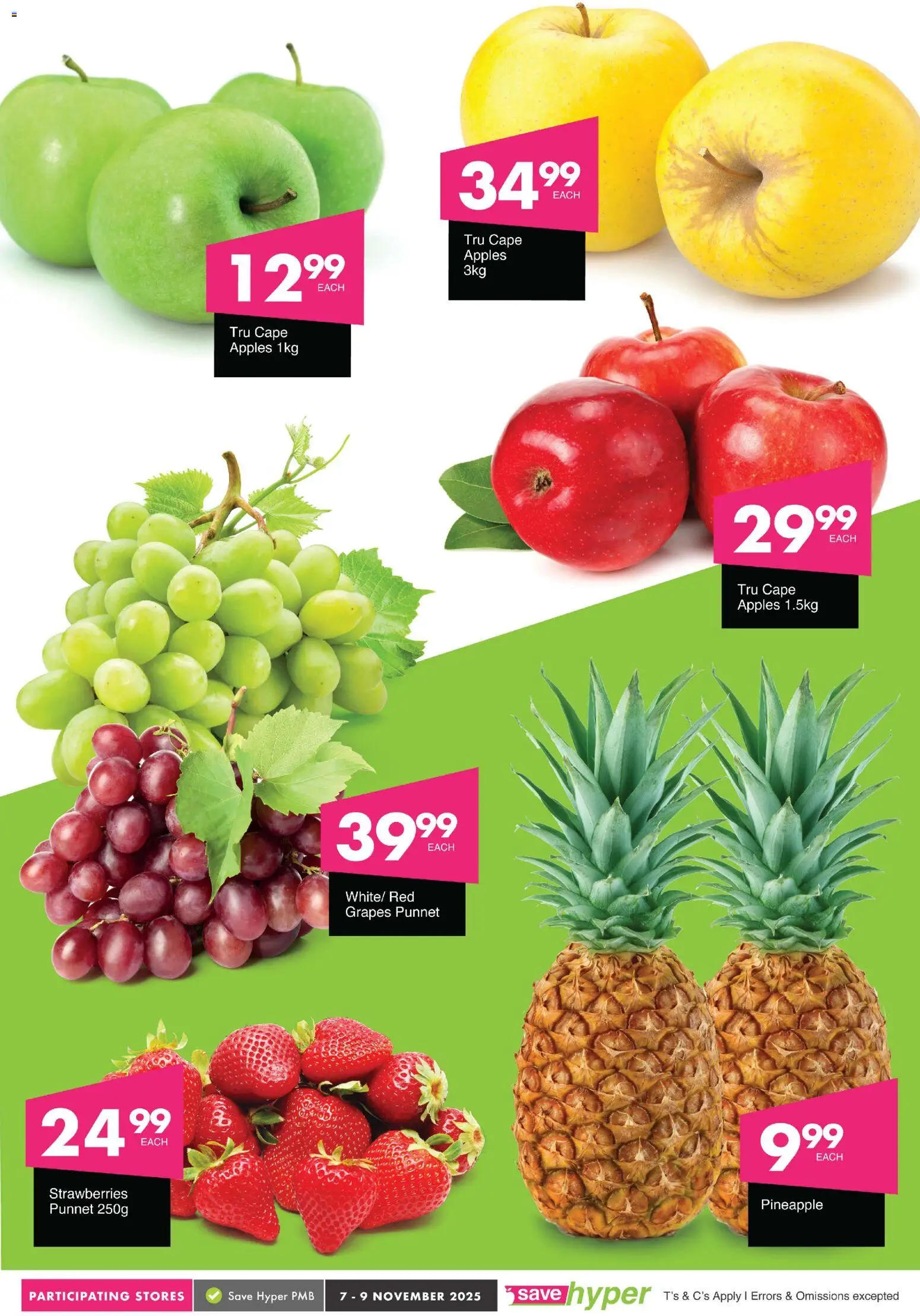 New Save catalogue – valid from 07.11.2025 | Page: 5 | Products: Apples, Pineapple, Strawberries, Grapes